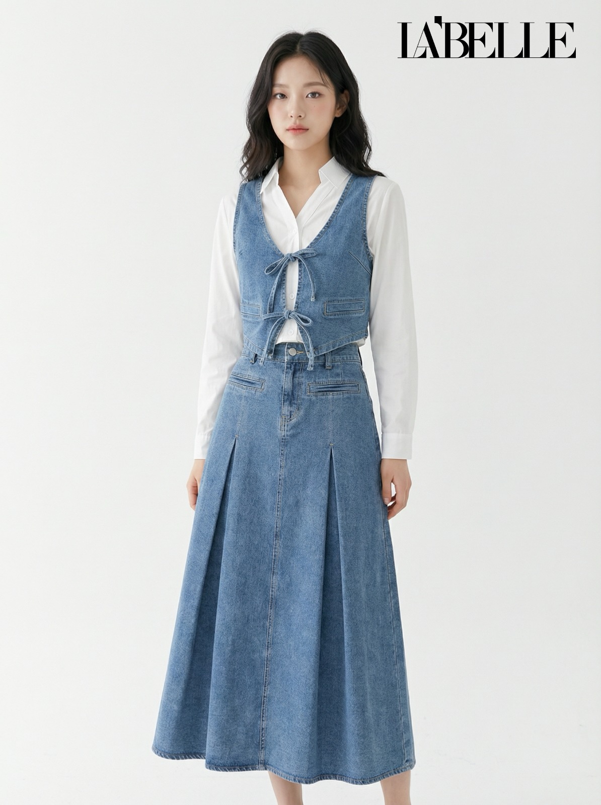 复古酷风牛仔两件套 (ST21603)