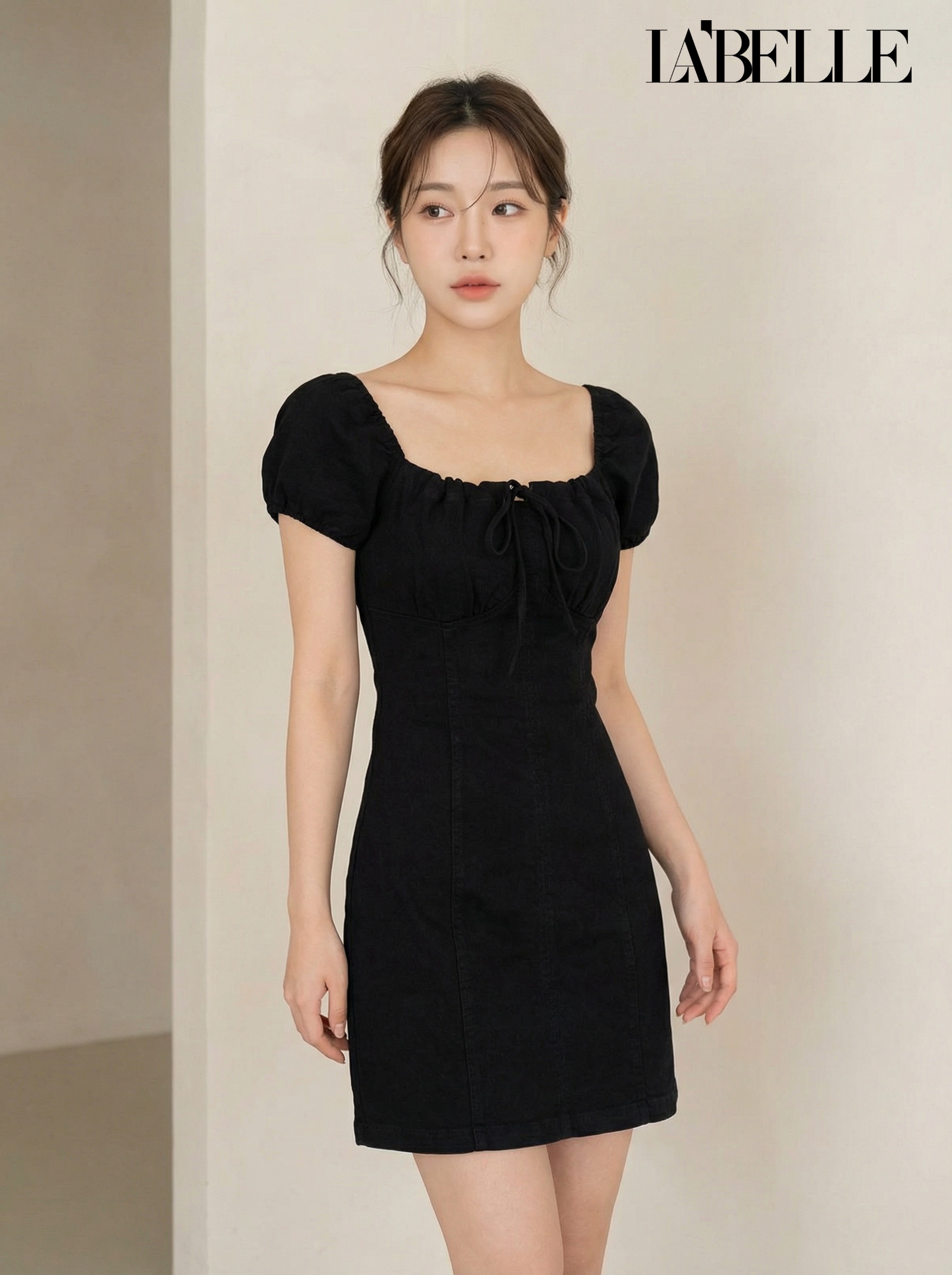 气质女神款系带设计显瘦连身裙 (ST21605)