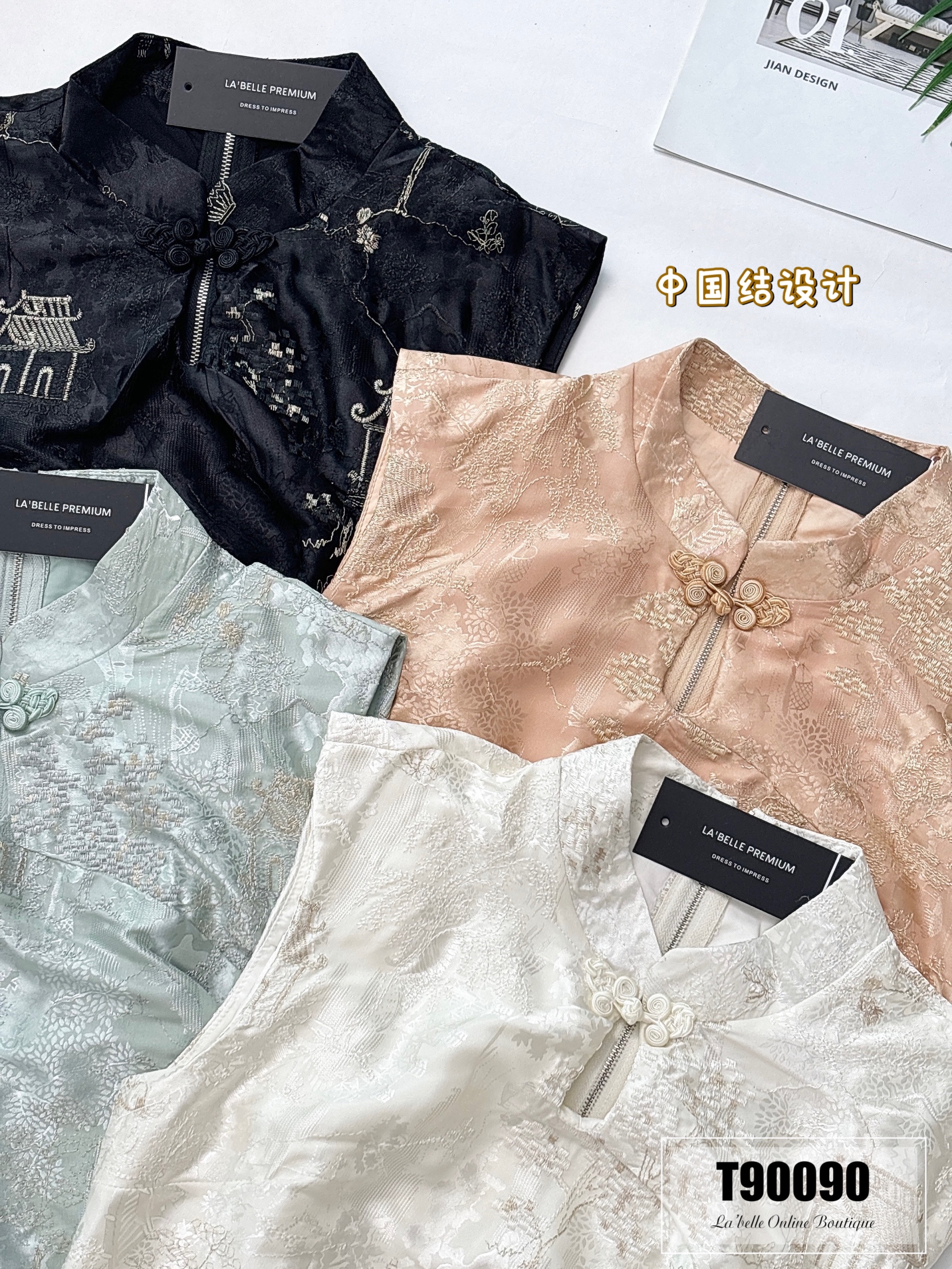 新中式刺绣改良盘扣旗袍上衣 (T90090) - 特价-La'Belle Fashion Boutique Sdn Bhd