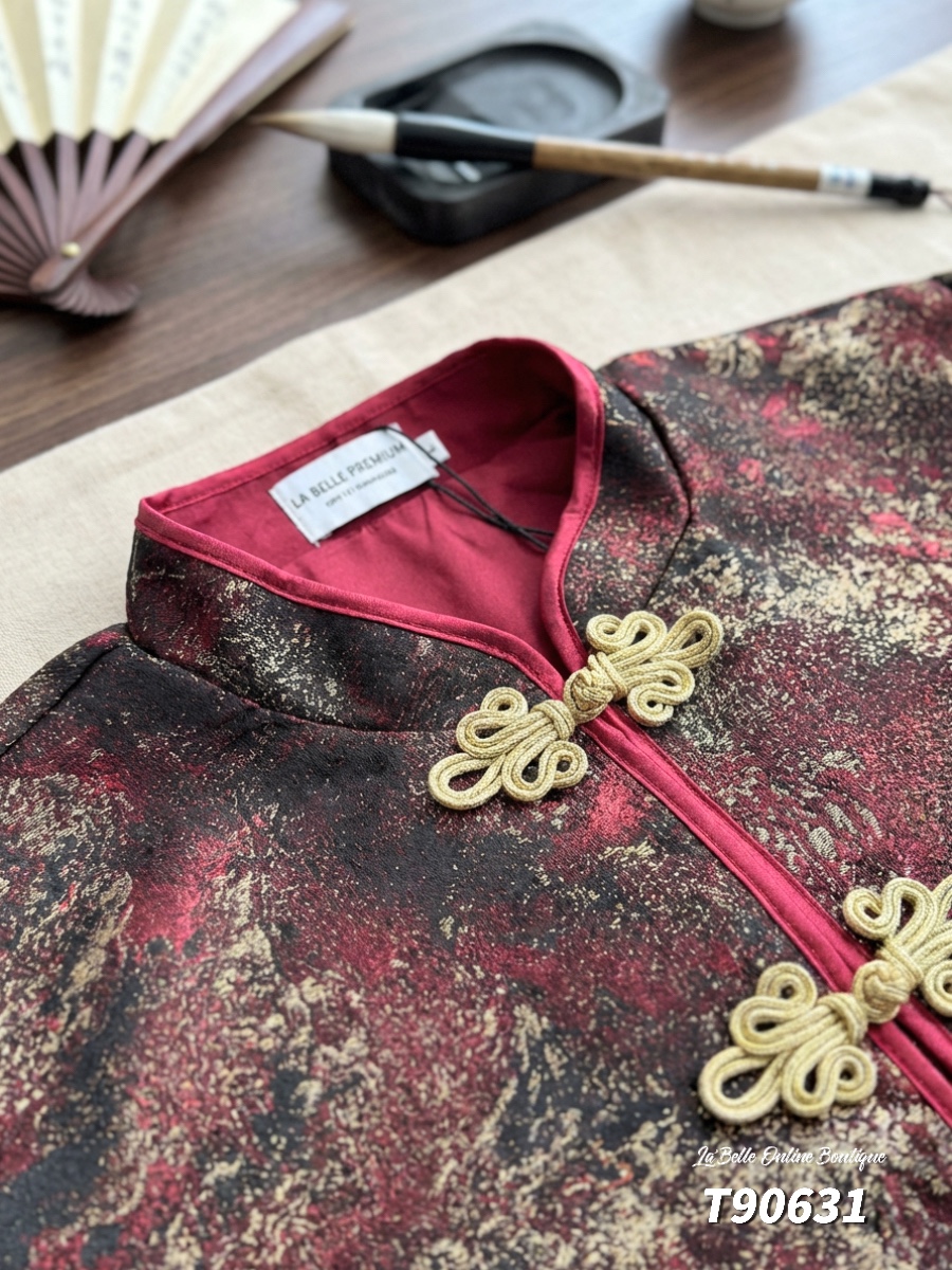 【璀夜星尘】【男唐装】【LBP独家新年系列】改良版撞色盘扣设计唐装上衣 (T90631)