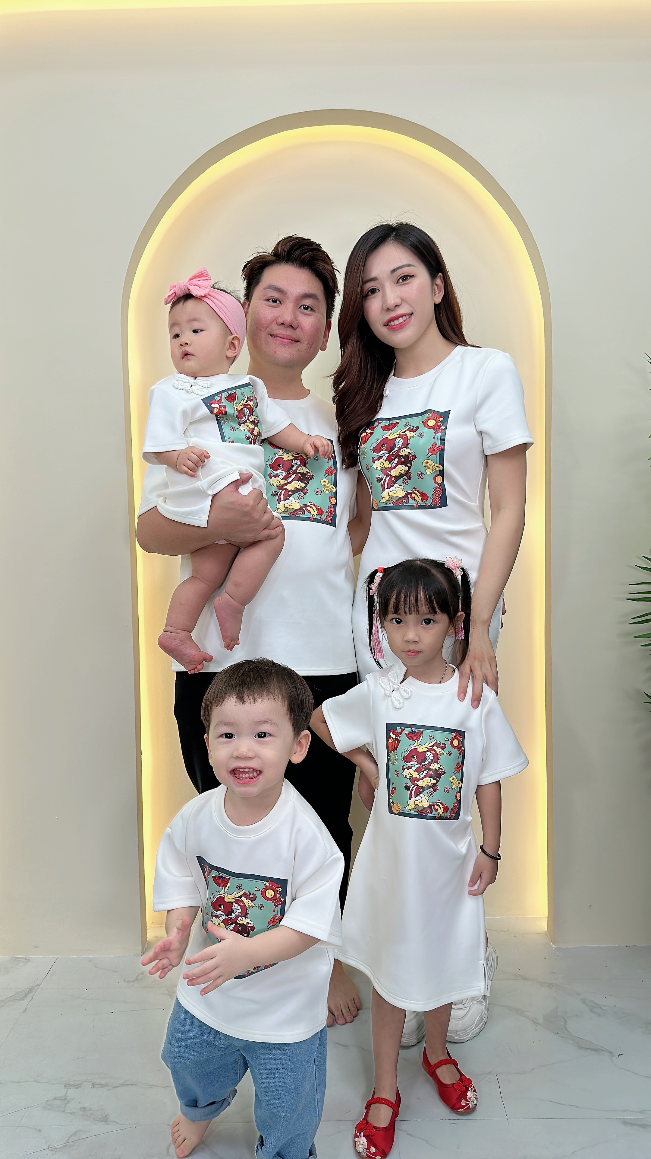 【LBP亲子系列】可爱小龙LB图案设计改良版现代旗袍连身裙【妈妈版】（F70111）