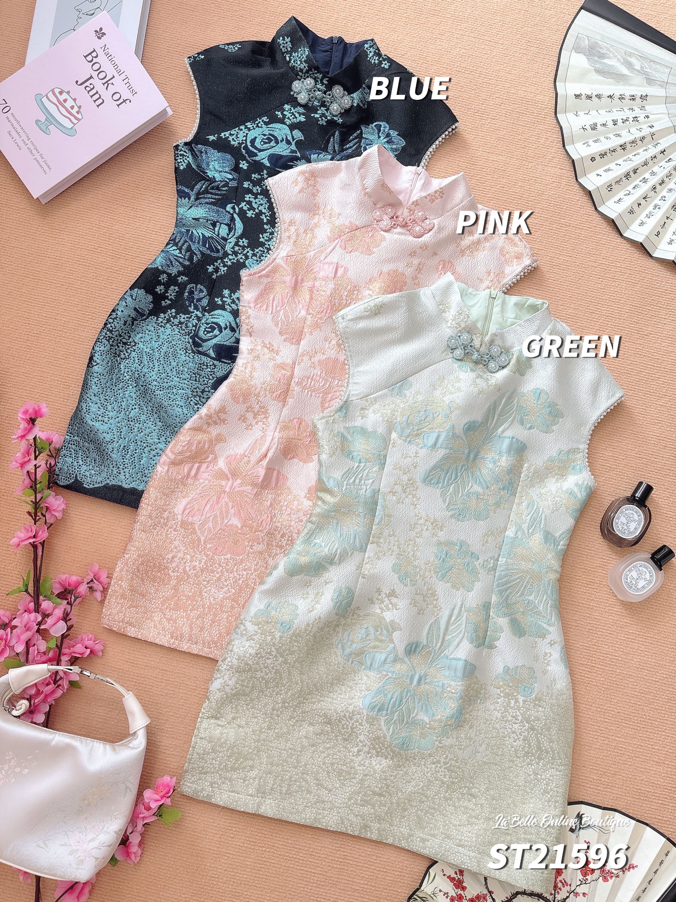 【预购PRE-ORDER】【LBP 独家新年系列】改良版袖口珍珠包边设计旗袍 (ST21596)