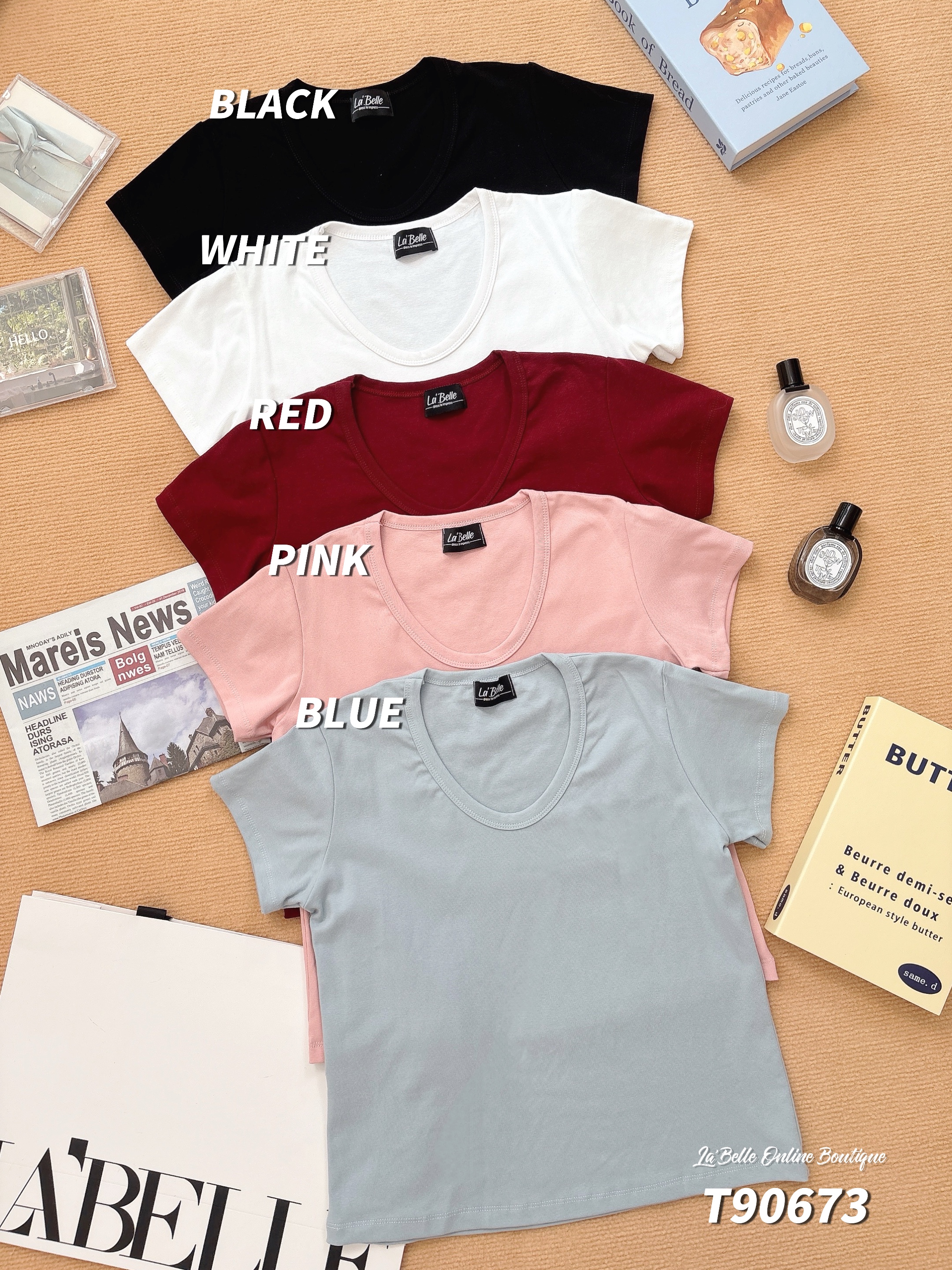 日常百搭V领设计上衣 (T90673)