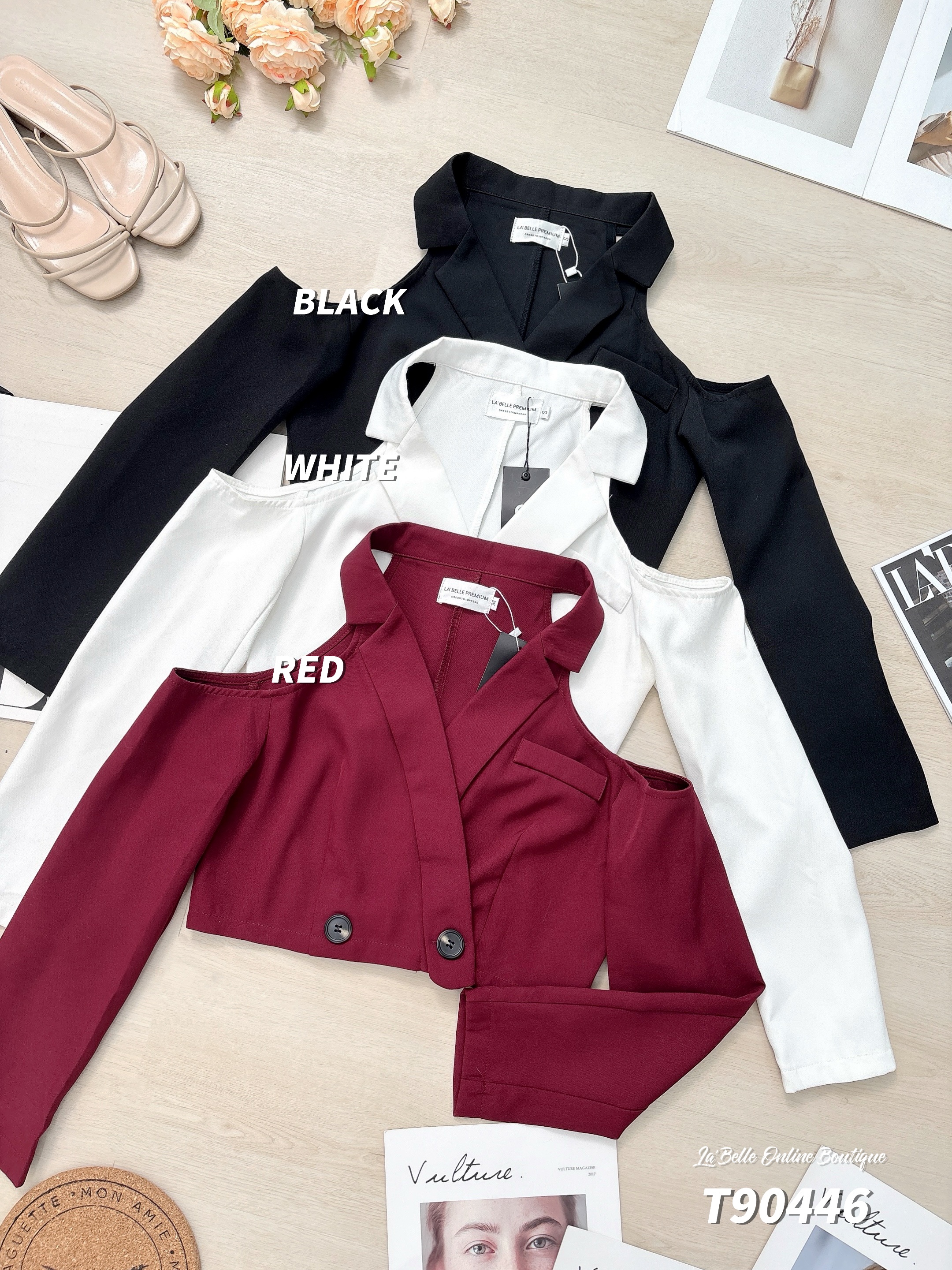 【LBP独家】高端帅气露肩设计外套上衣 (T90446)