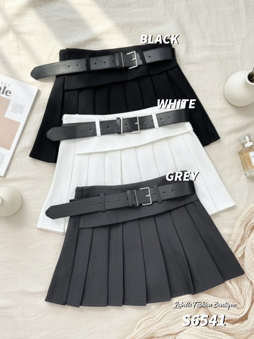 学院风A字不规则百褶高腰短裙 (S6541)