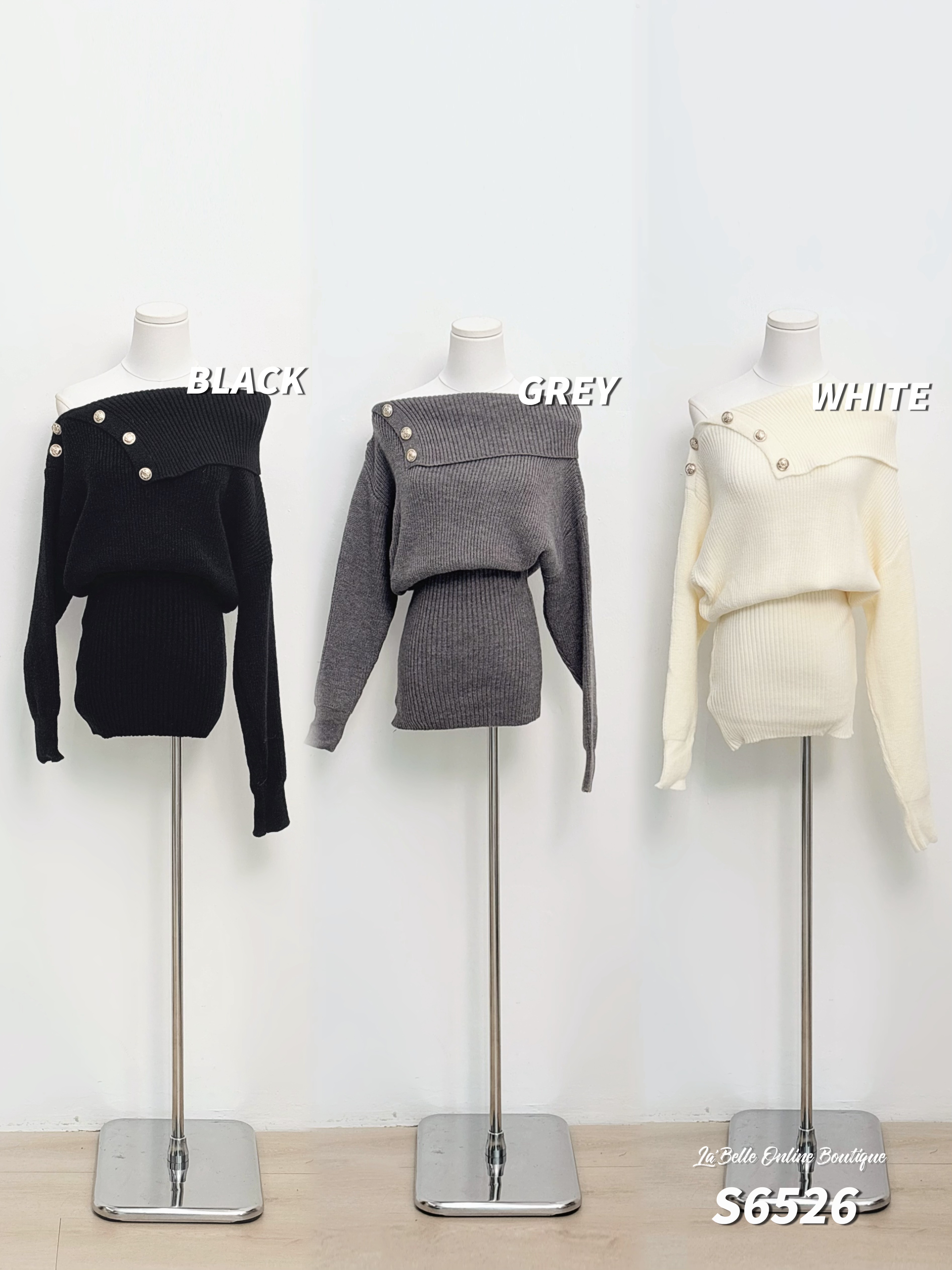 韩系纯色大方领包臀连身裙 (S6526)