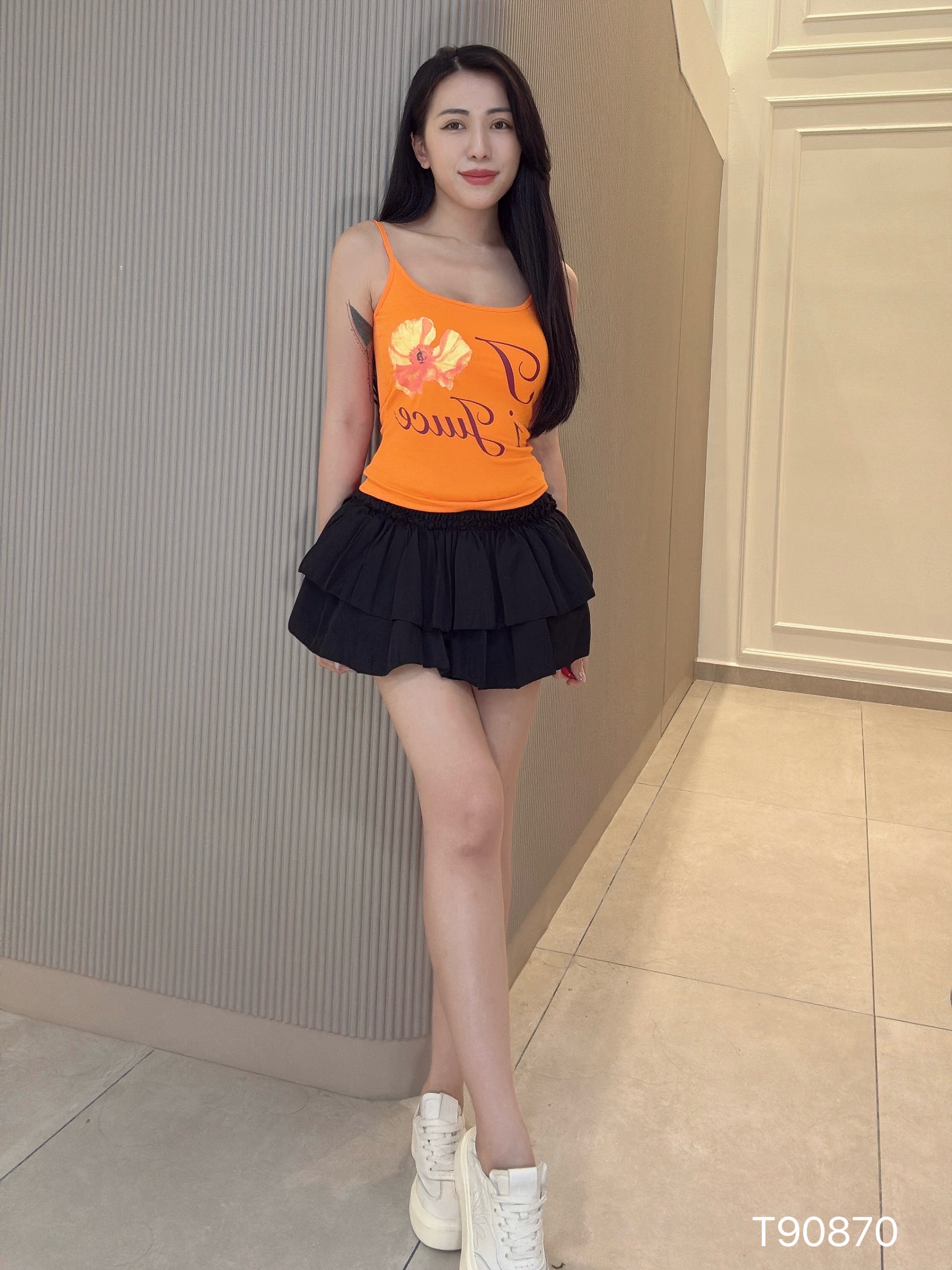 美式趣味印花多巴胺吊带上衣 (T90870)