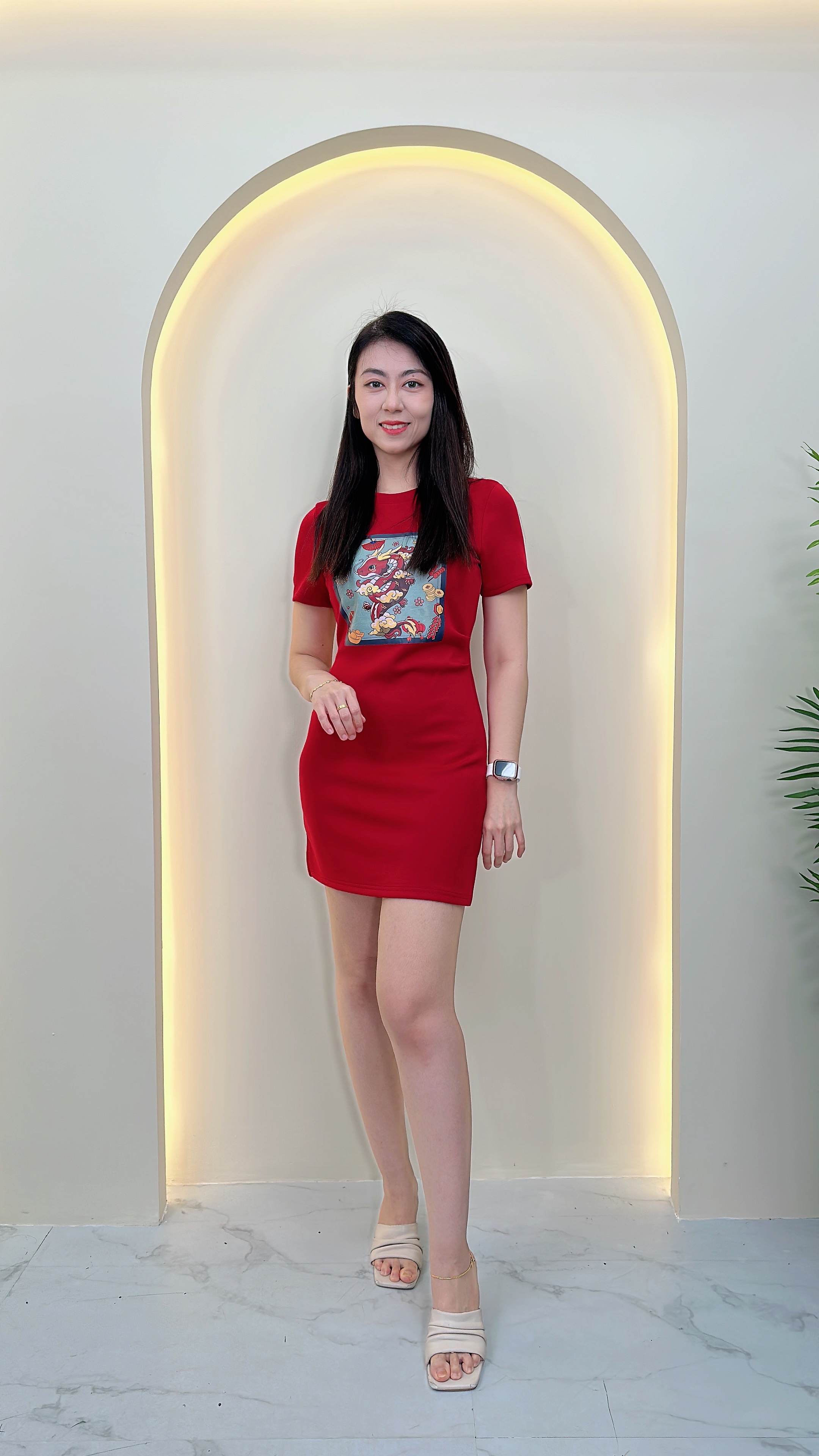 【LBP亲子系列】可爱小龙LB图案设计改良版现代旗袍连身裙【妈妈版】（F70111）