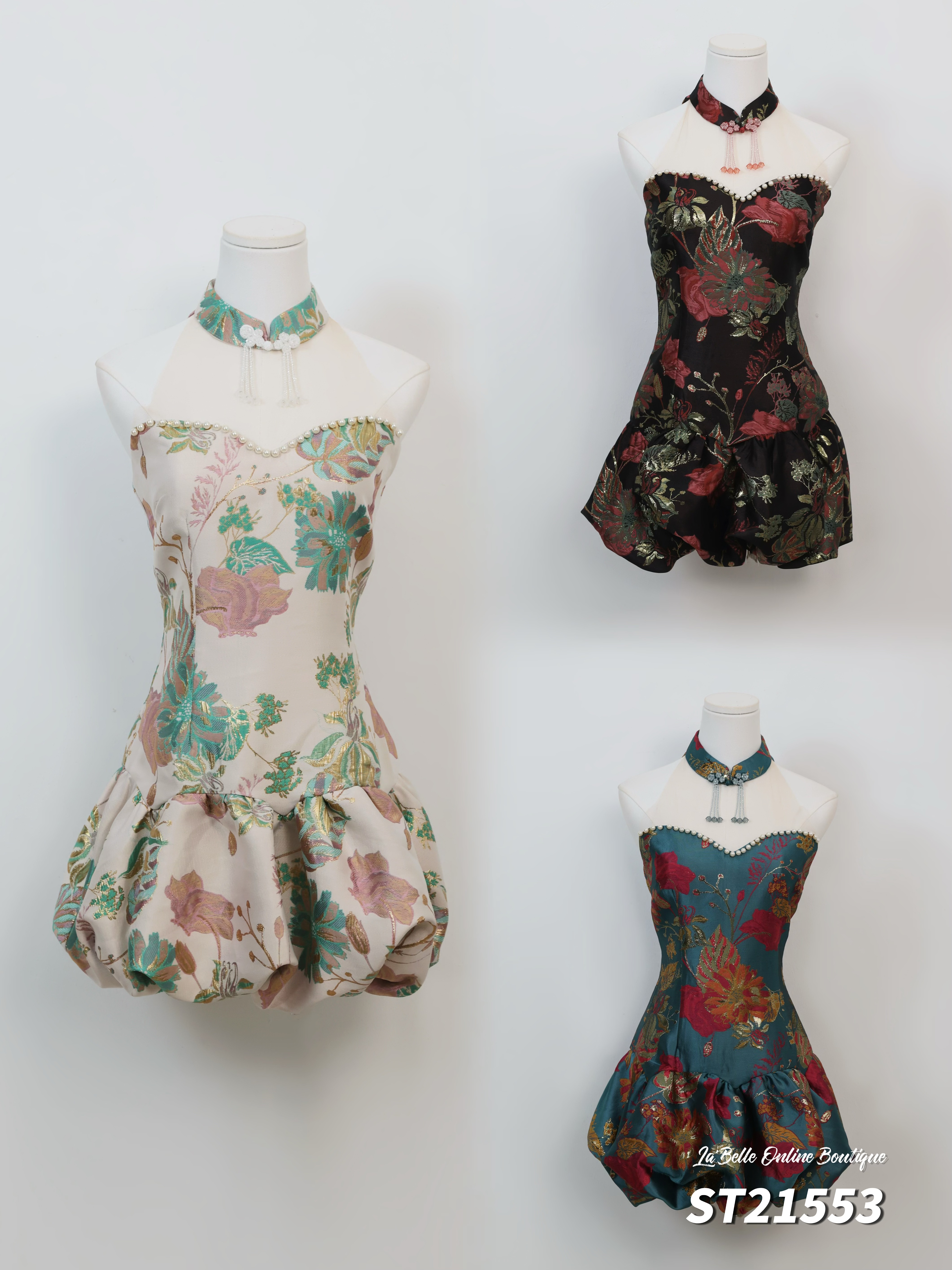 【绯色花吟】【预购PRE-ORDER】LBP 独家新年系列 改良版国风旗袍连身裙 (ST21553)