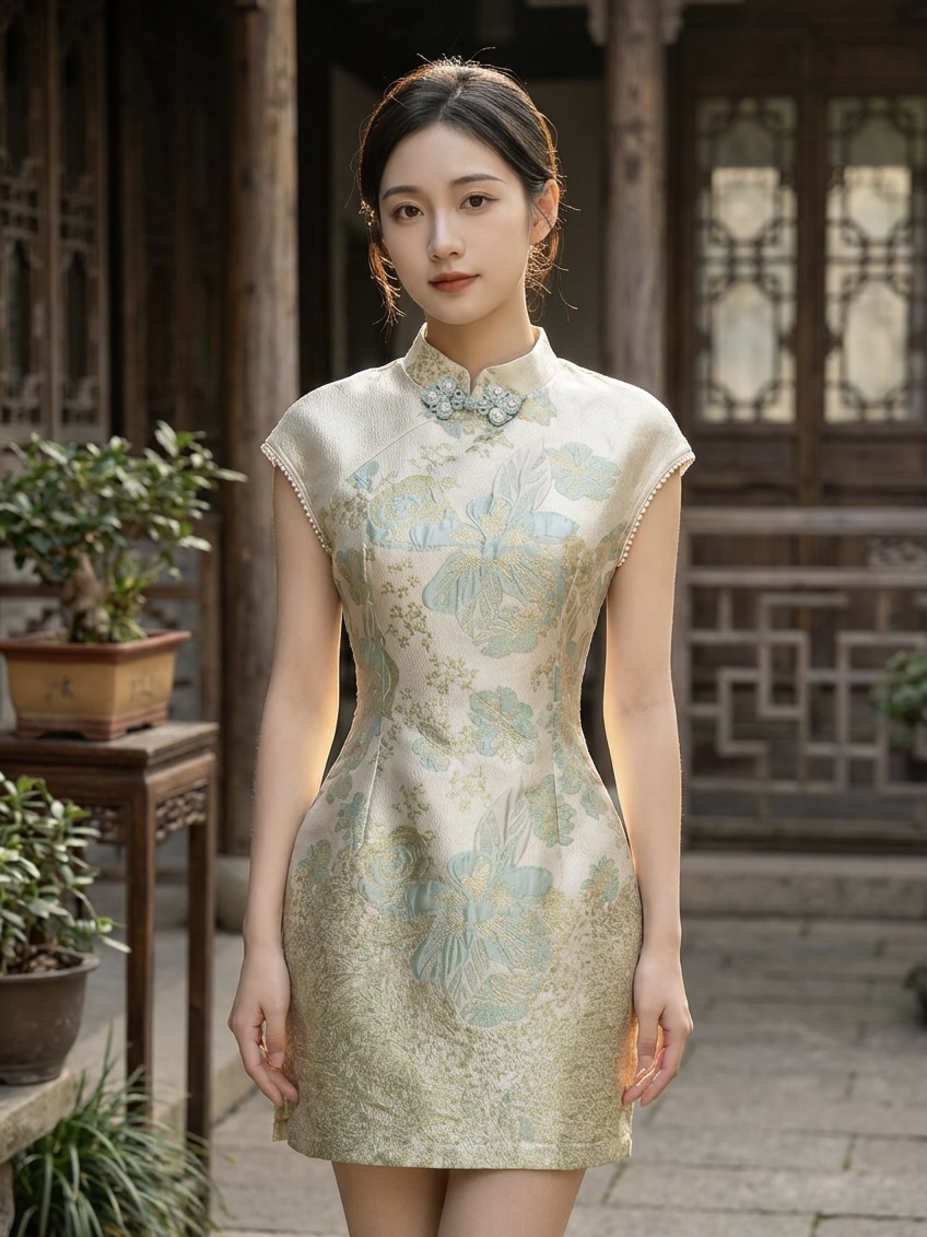 【预购PRE-ORDER】【LBP 独家新年系列】改良版袖口珍珠包边设计旗袍 (ST21596)