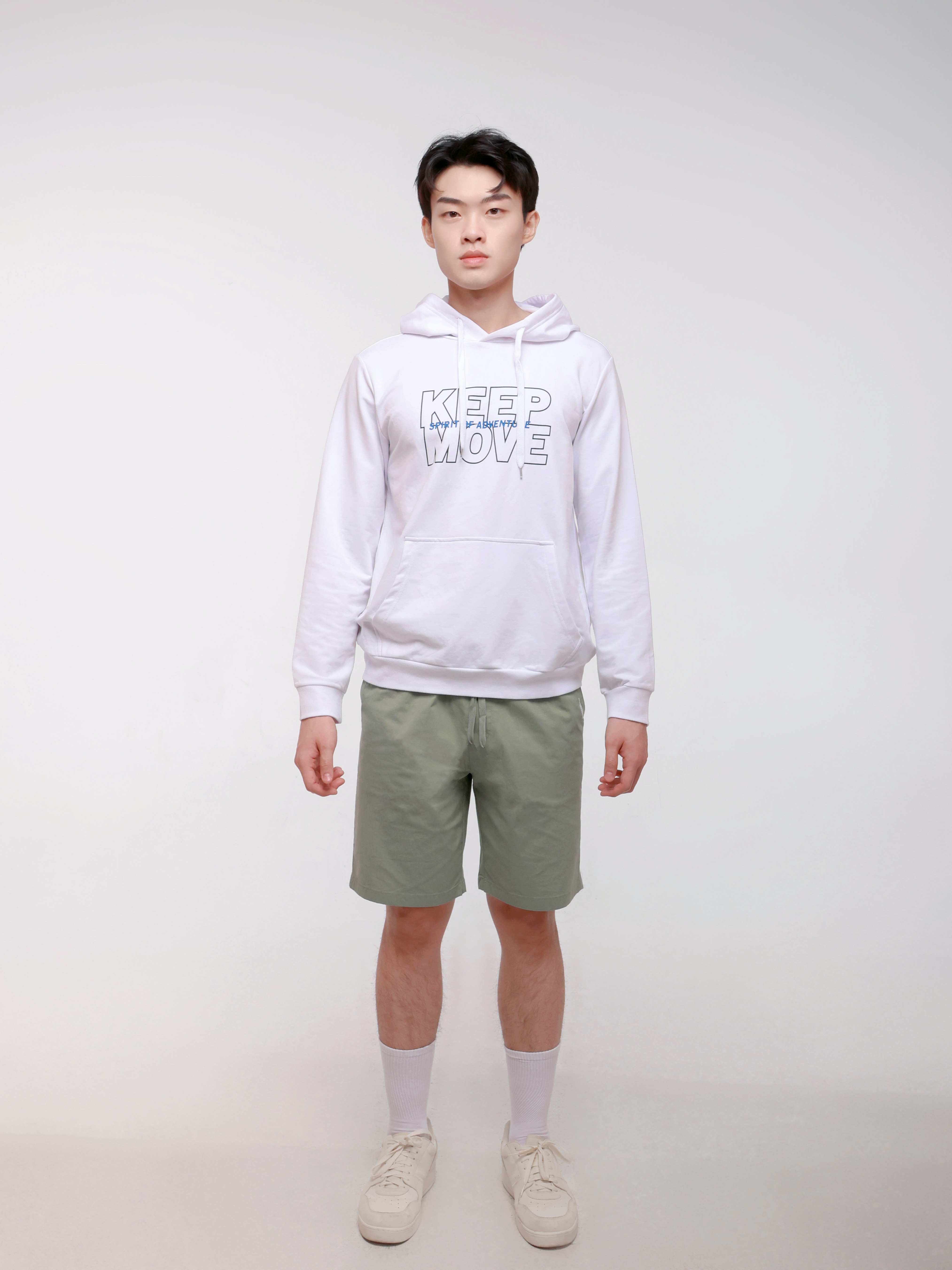 Regular Solid Colour Hoodie with "KEEP MOVE" Logo Print (YS30116)