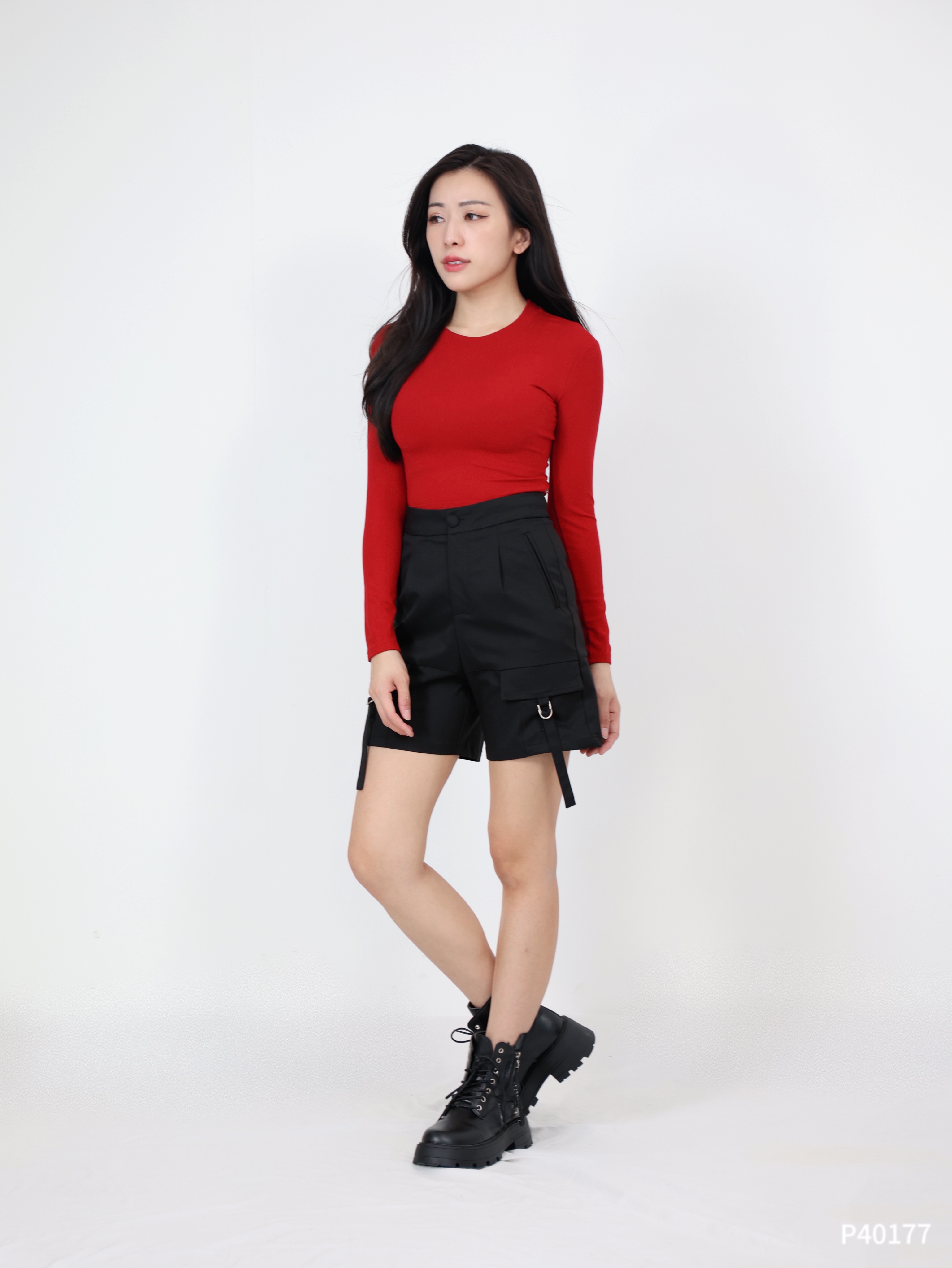 【LBP独家】中性工装设计高腰五分裤 (P40177) -特价-La'Belle Fashion Boutique Sdn Bhd