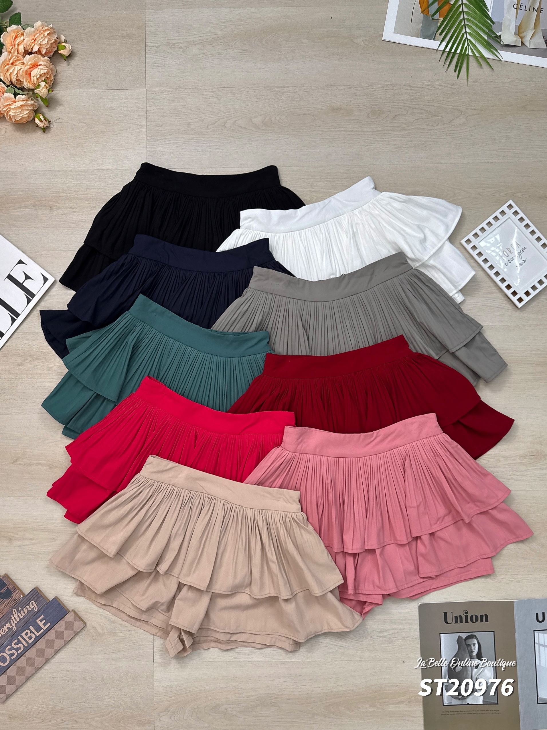 【LBP独家】法式百褶蛋糕裤裙 ()