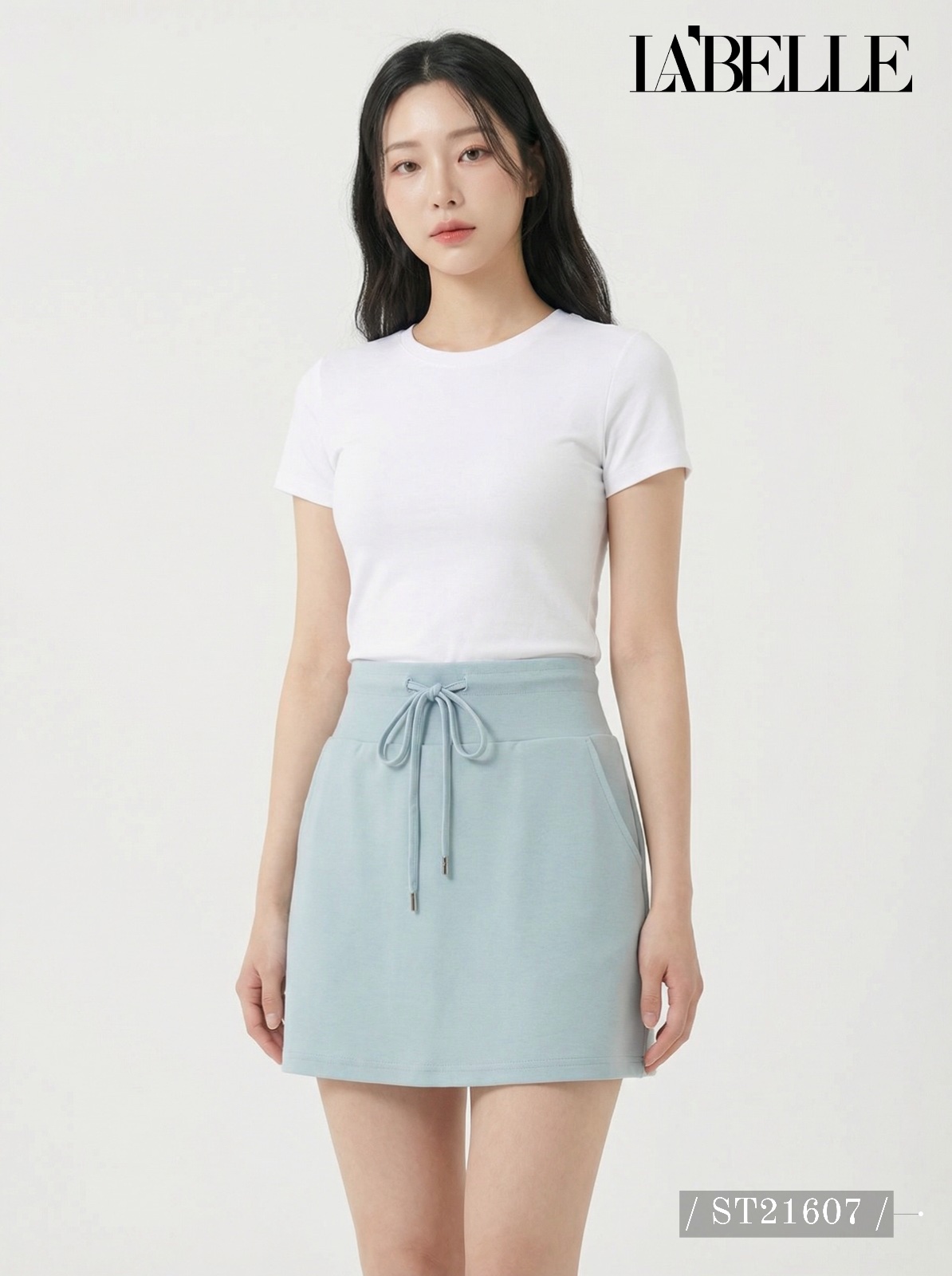 时尚百搭抽绳包臀高腰短裙 (ST21607)