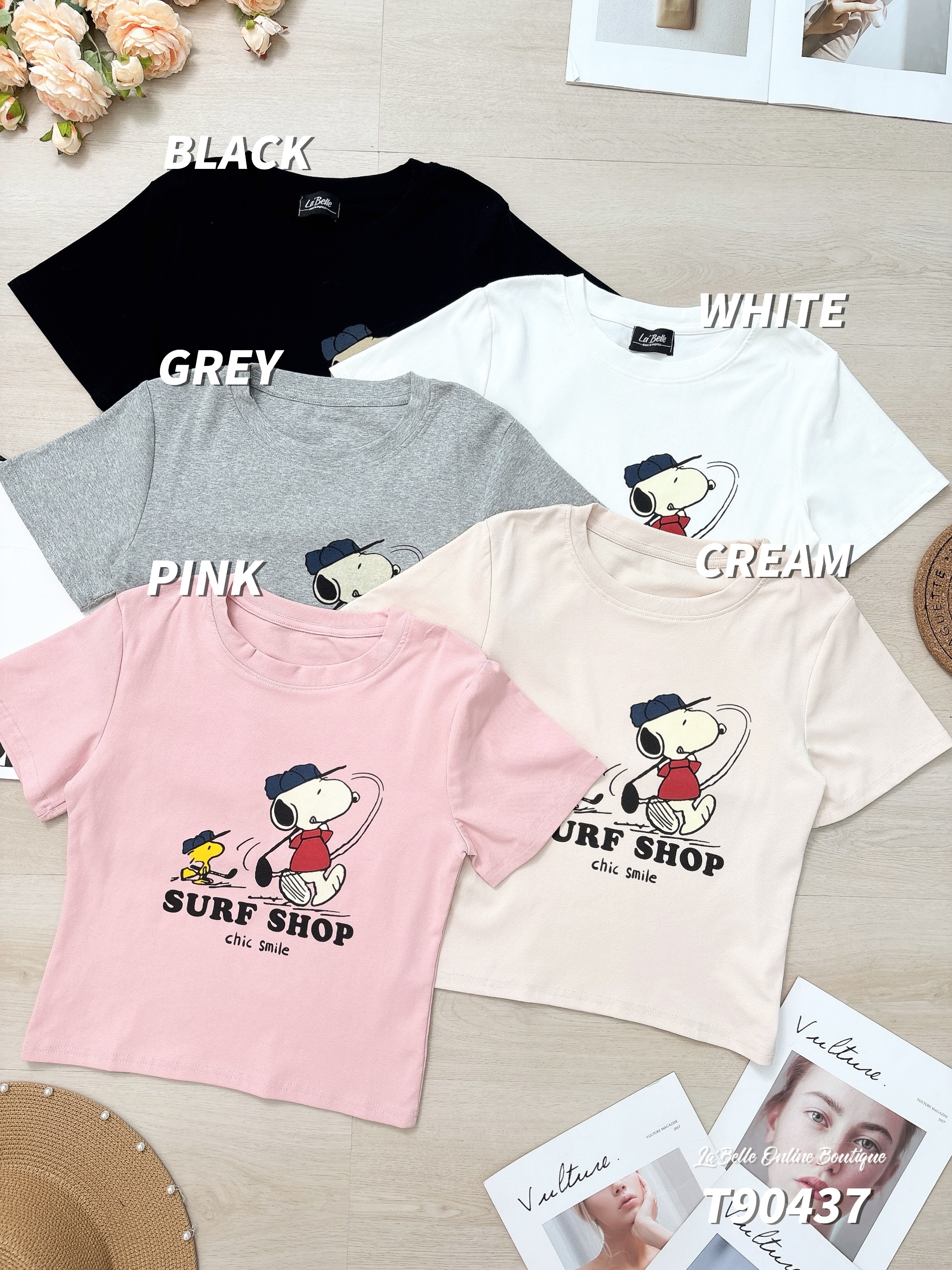 减龄卡通印花圆领T恤 (T90437)