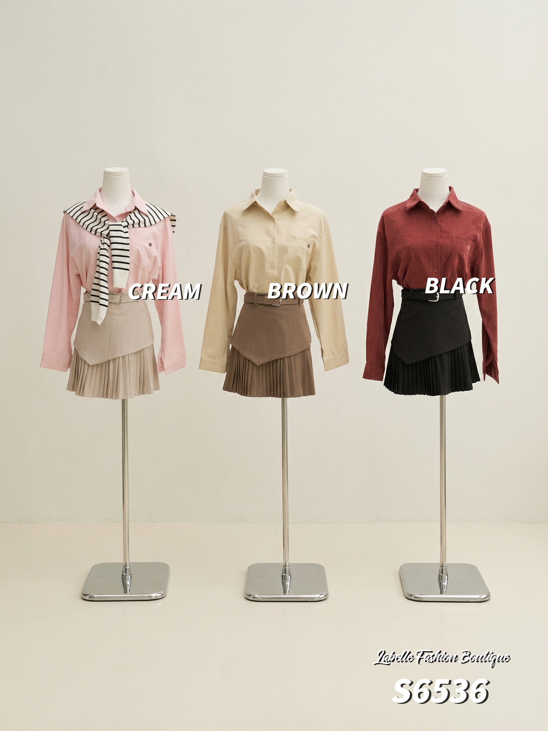 高级感不规则设计百褶高腰短裙 (S6536)