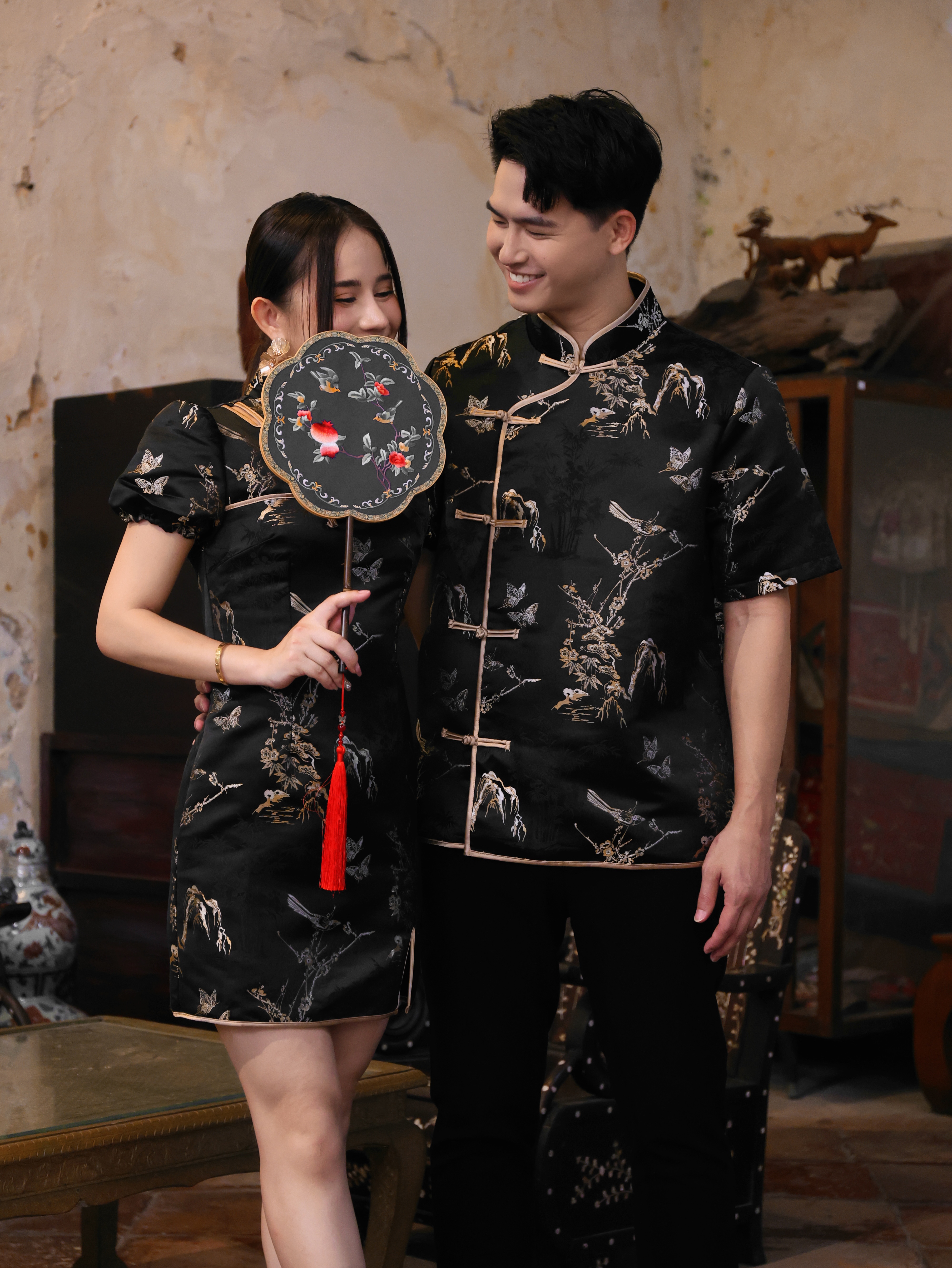 【LBP GXFC 独家新年系列-蝶意莺情】新中式国风金丝鸟蝴蝶提花唐装上衣 (T90248)-La'Belle Fashion Boutique Sdn Bhd