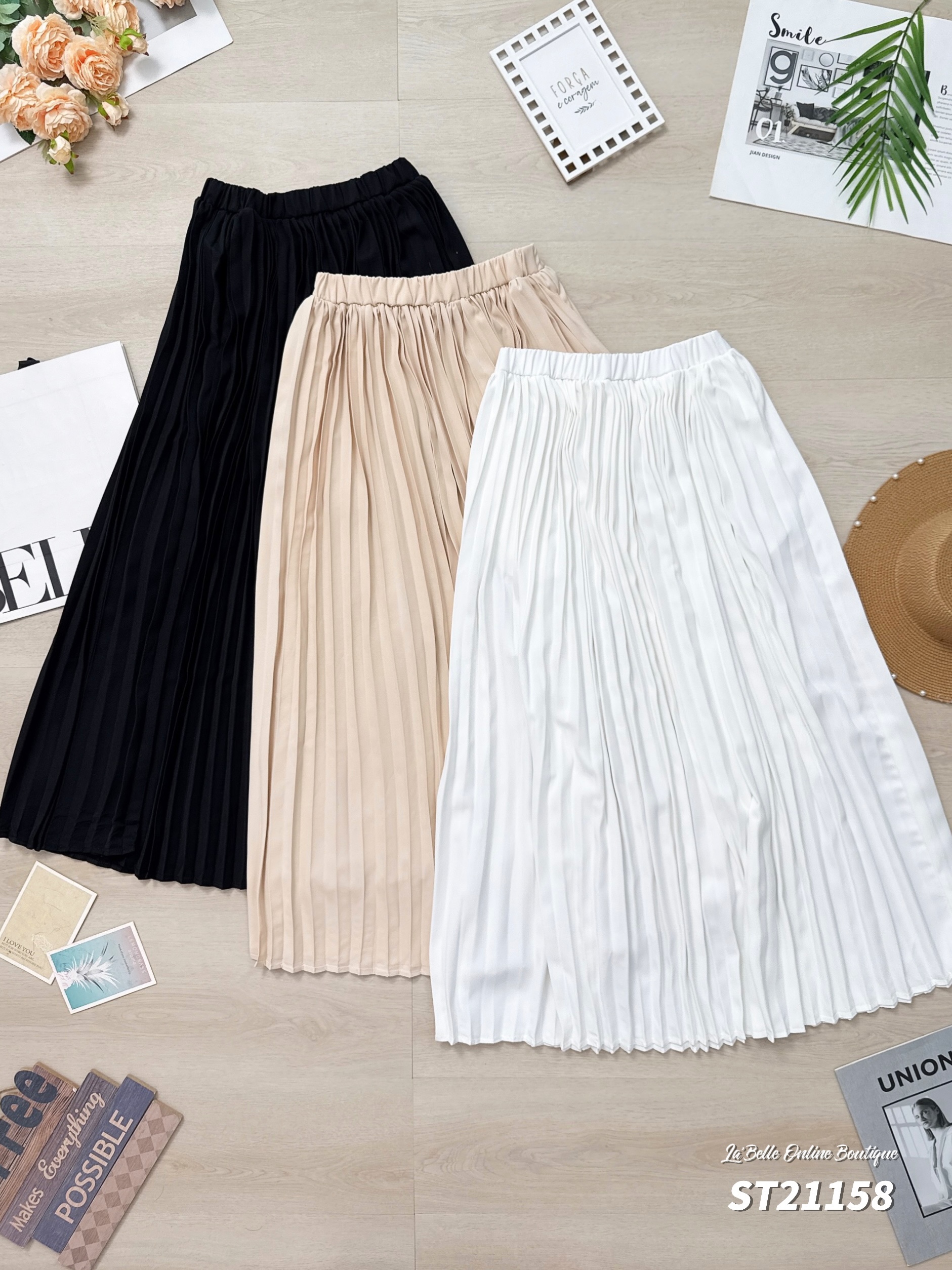 【LBP独家】时尚气质大摆百褶高腰半身裙 (ST21158)-La'Belle Fashion Boutique Sdn Bhd