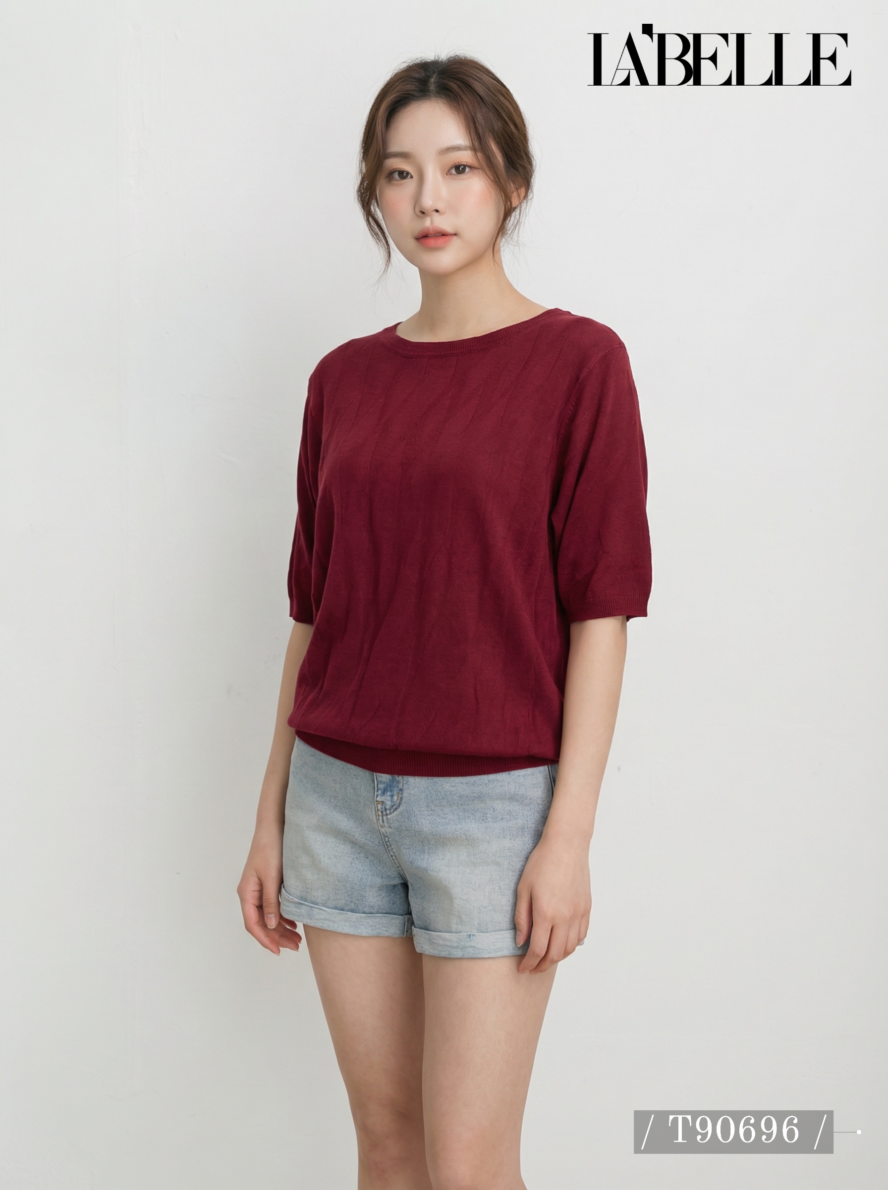 百搭慵懒风宽松落肩设计上衣 (T90696)