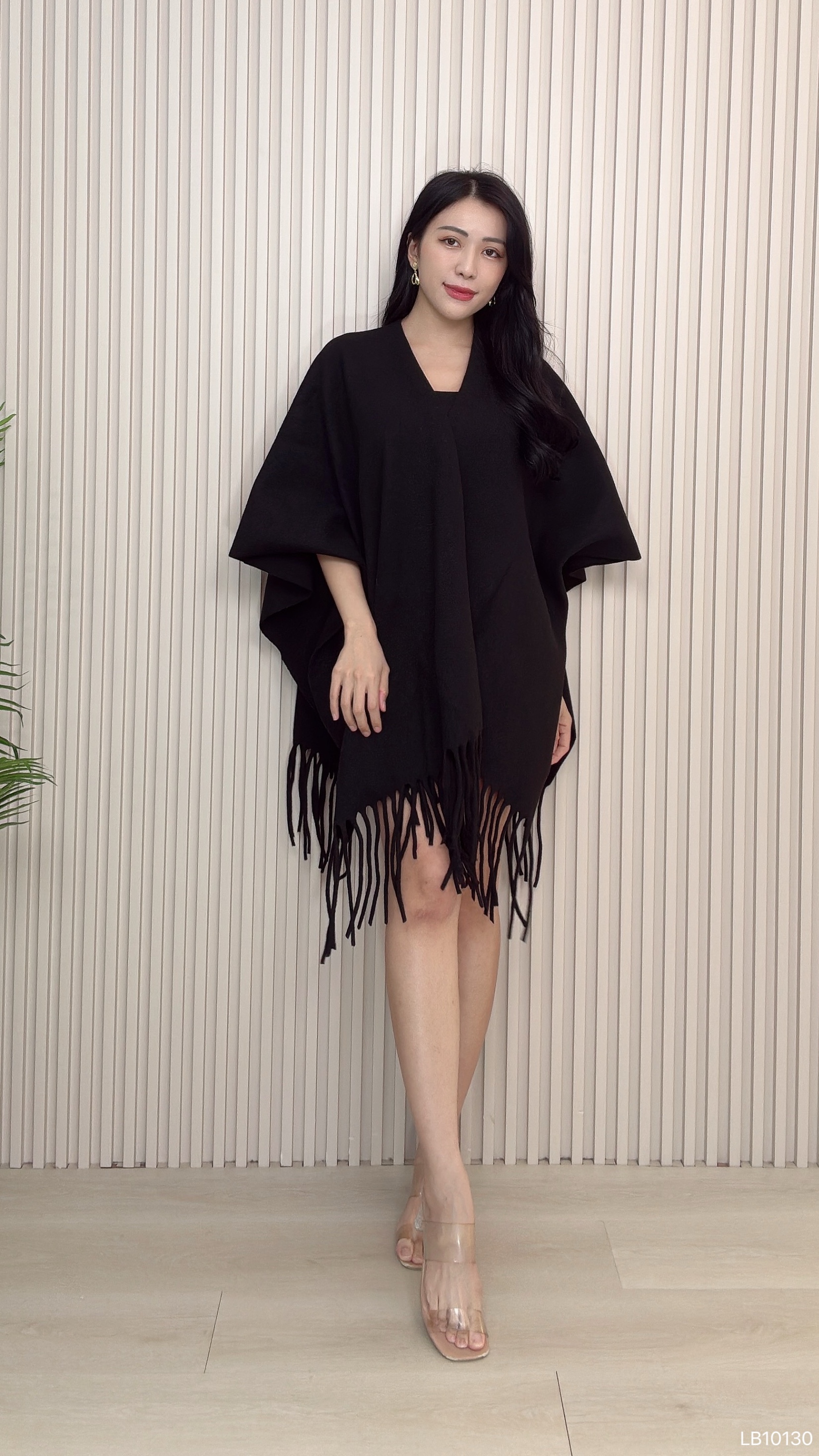 慵懒风纯色流苏设计大披肩 (AC10130)