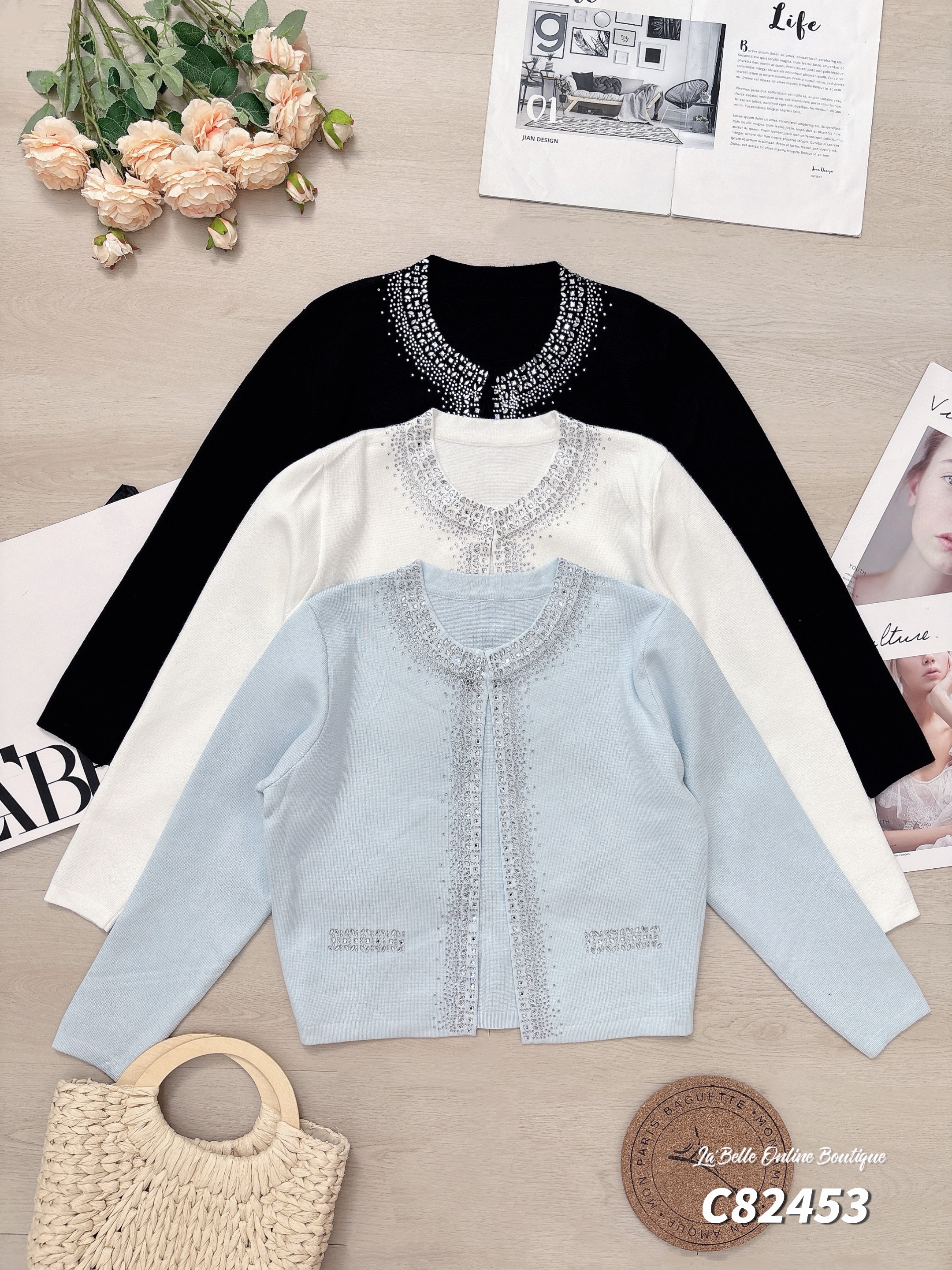 时尚烫钻设计开衫外套 (C82453)