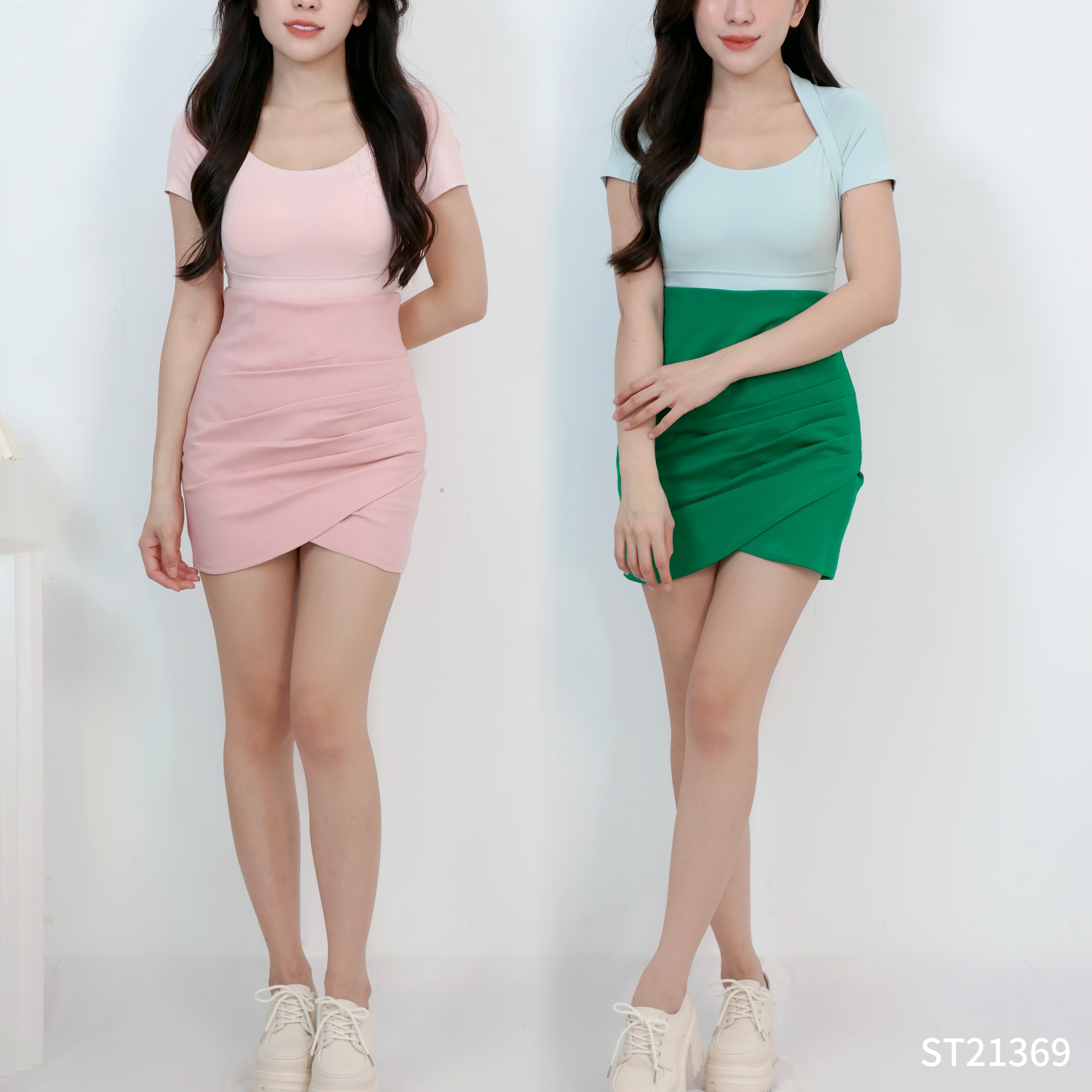 【LBP独家】高级百搭褶皱设计包臀高腰裤裙（ST21369）