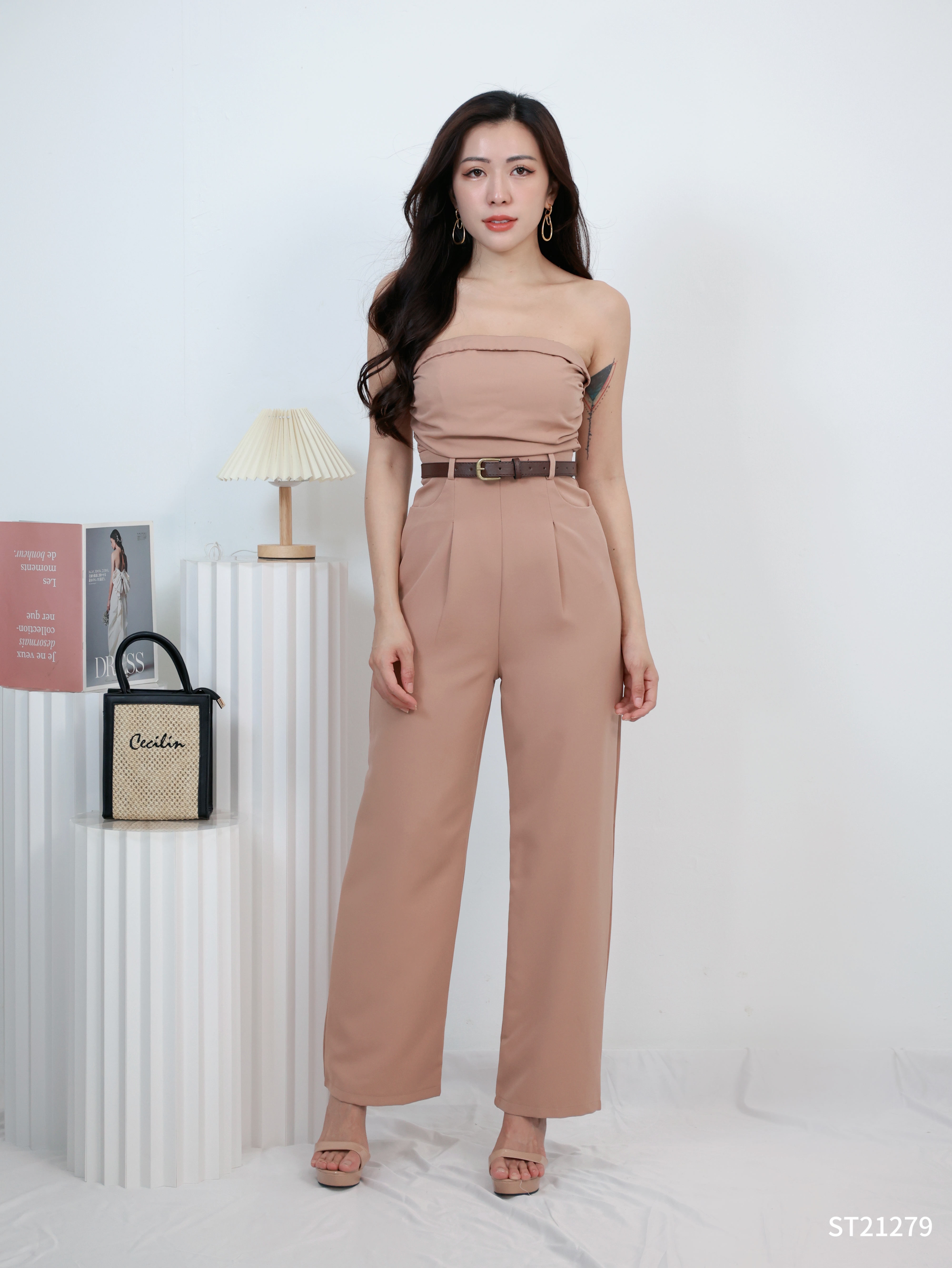 【LBP独家】设计感小众高腰抹胸连身长裤 (ST21279)