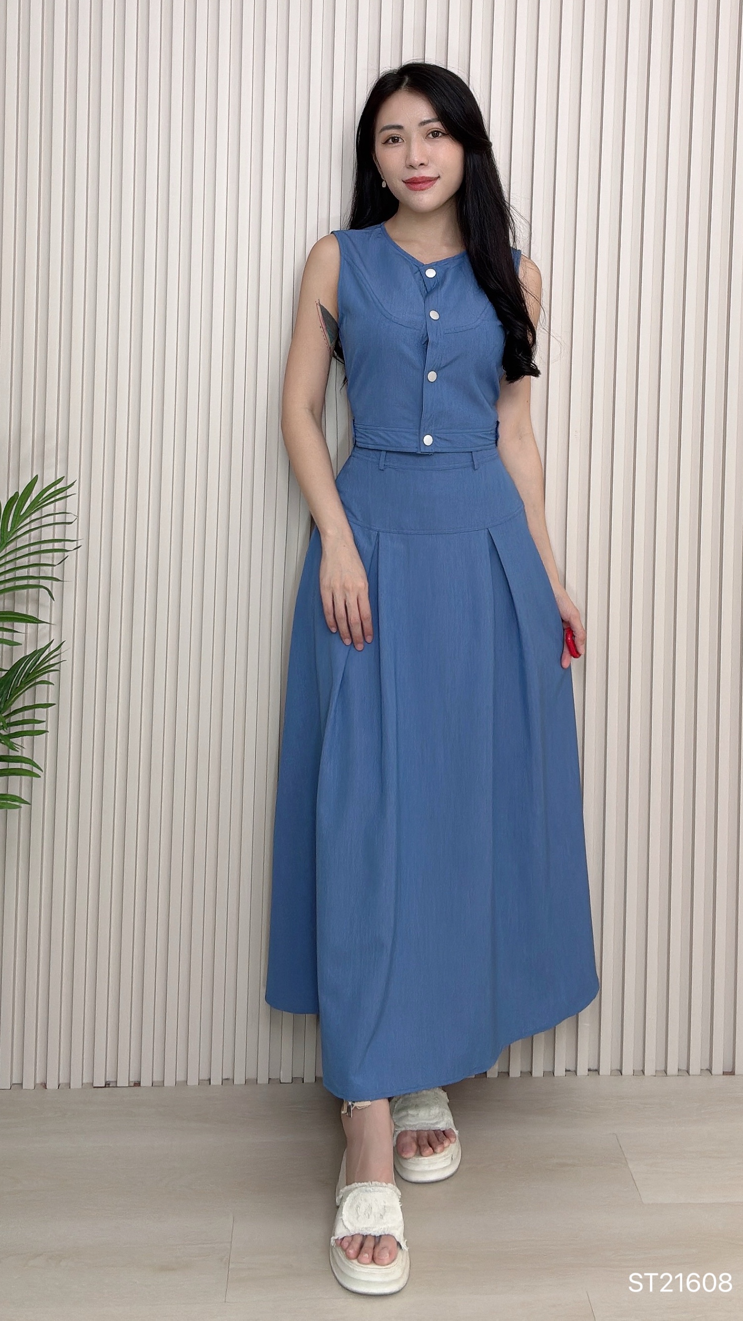 简约牛仔质感两件套 (ST21608)