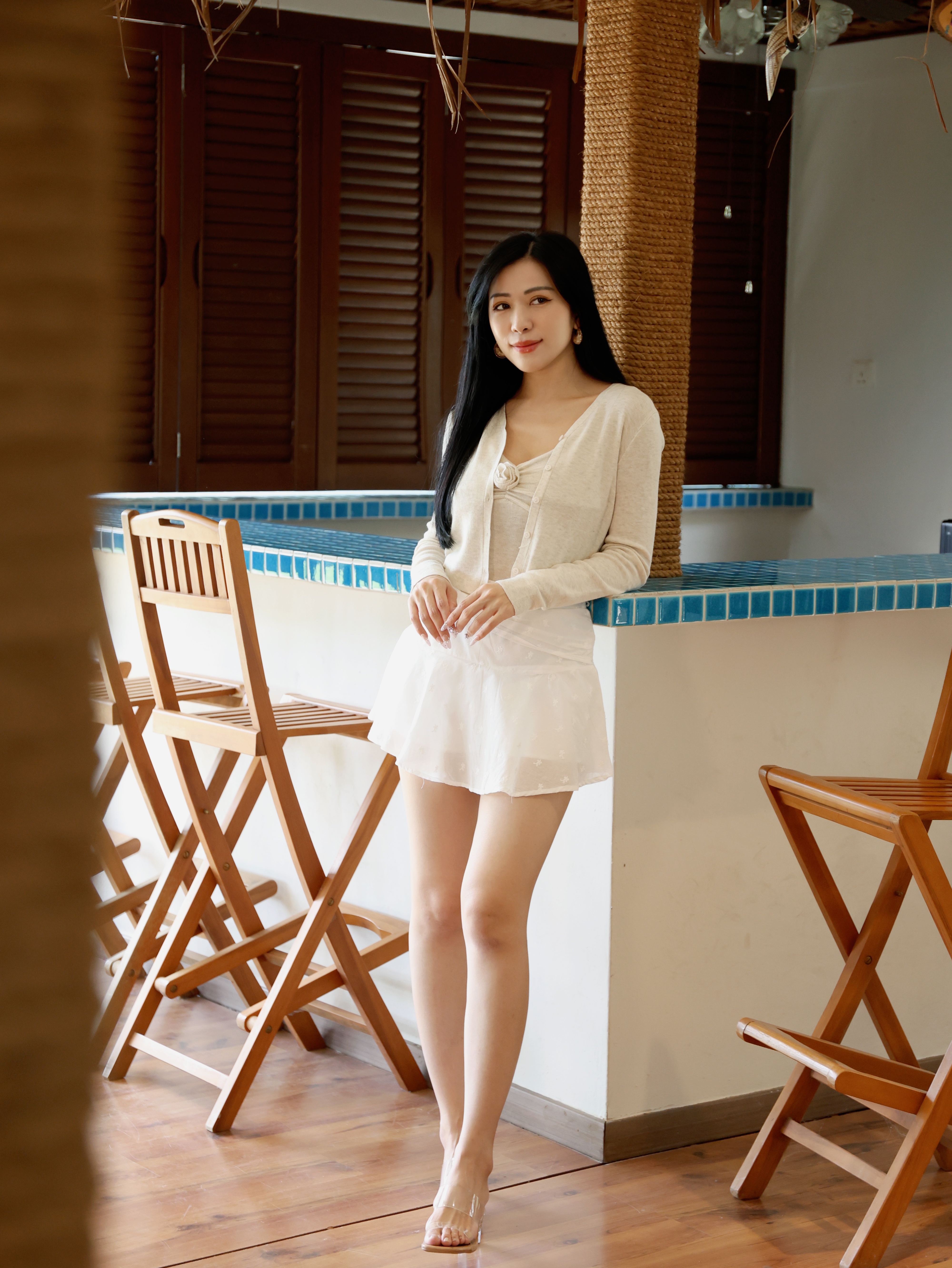 甜美蝴蝶结设计高腰裤裙 (ST21544)