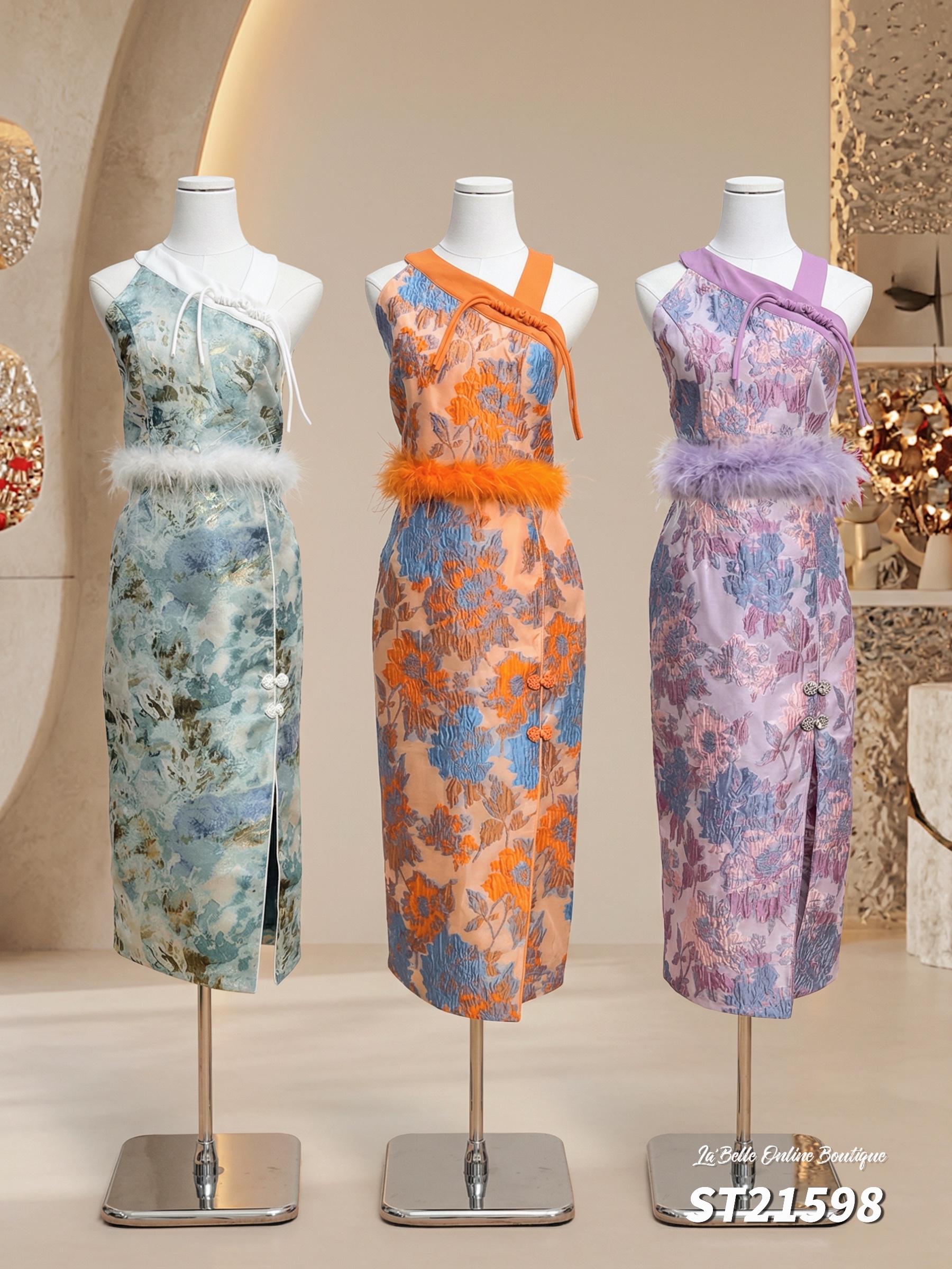 【春暖花开】【LBP 独家新年系列】高级感刺绣设计旗袍两件套 (ST21598)