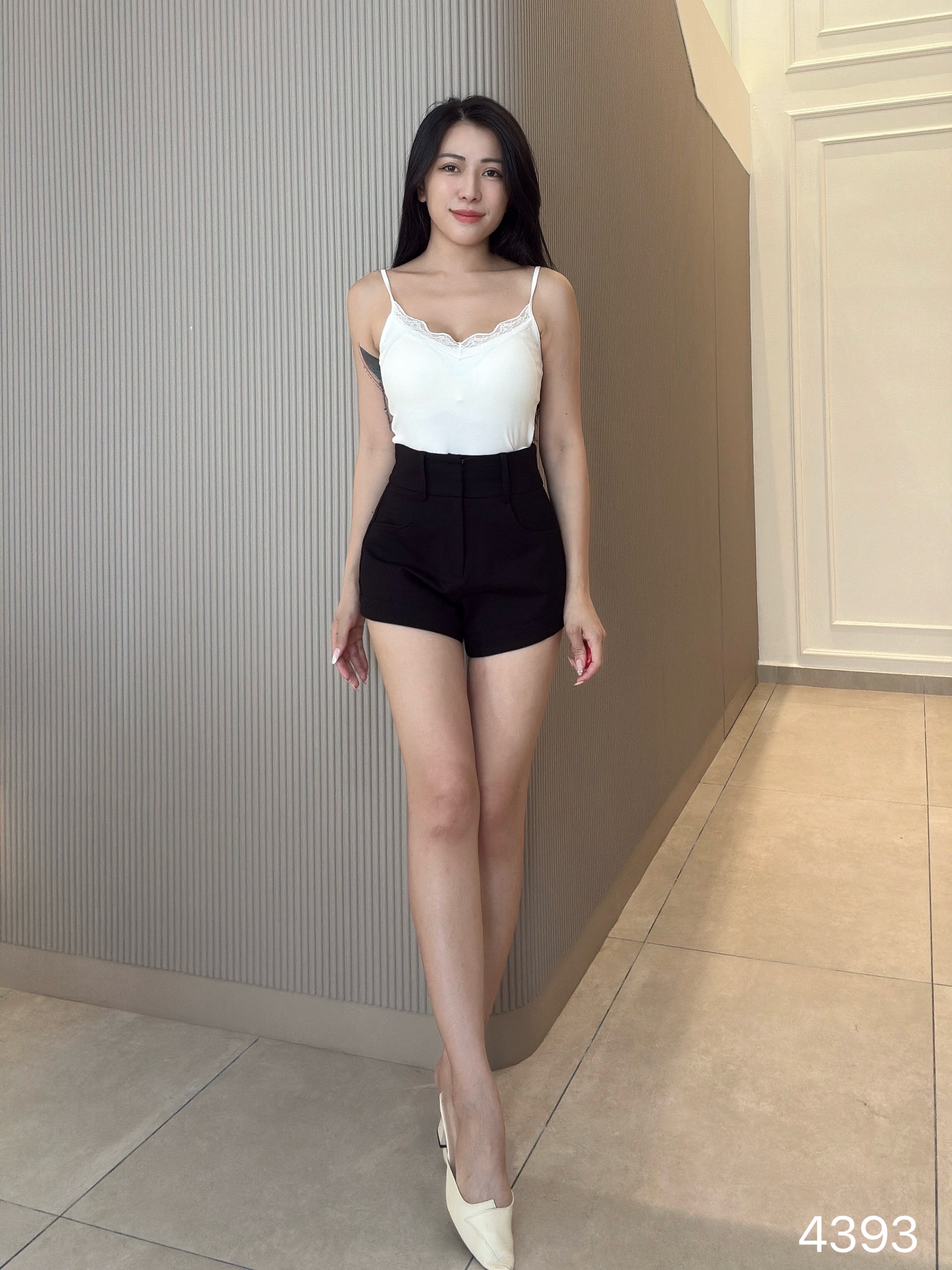 性感美背V领蕾丝花边吊带内搭 (4393)