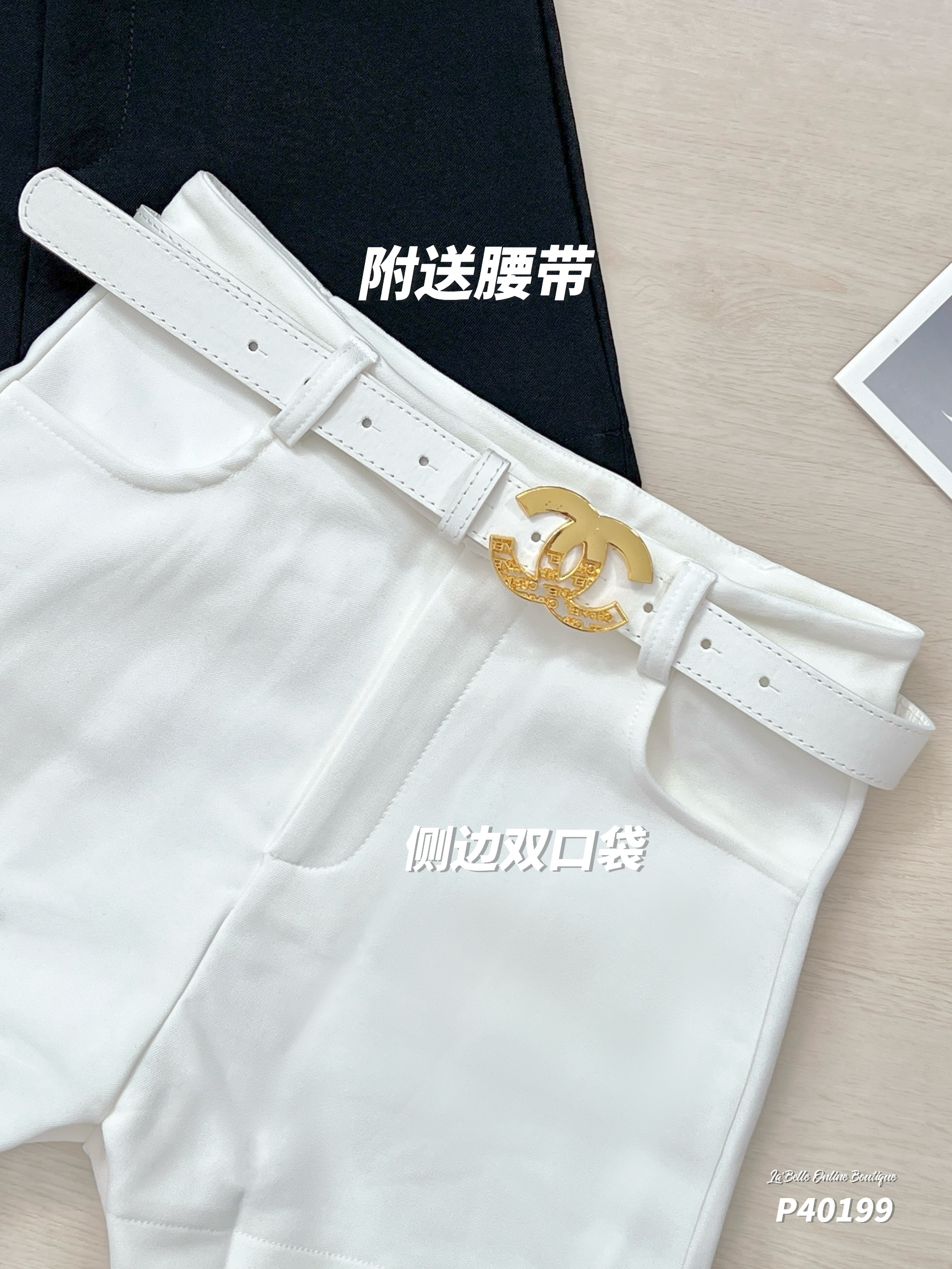 高级感显瘦阔腿高腰短裤 (P40199)-La'Belle Fashion Boutique Sdn Bhd