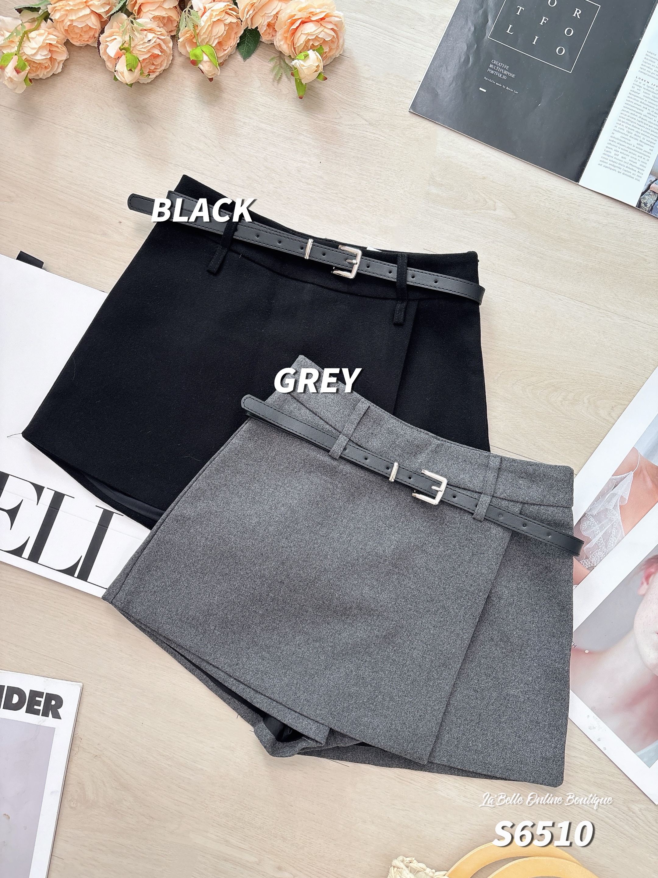 通勤风A字阔腿设计高腰裤裙 (S6510)