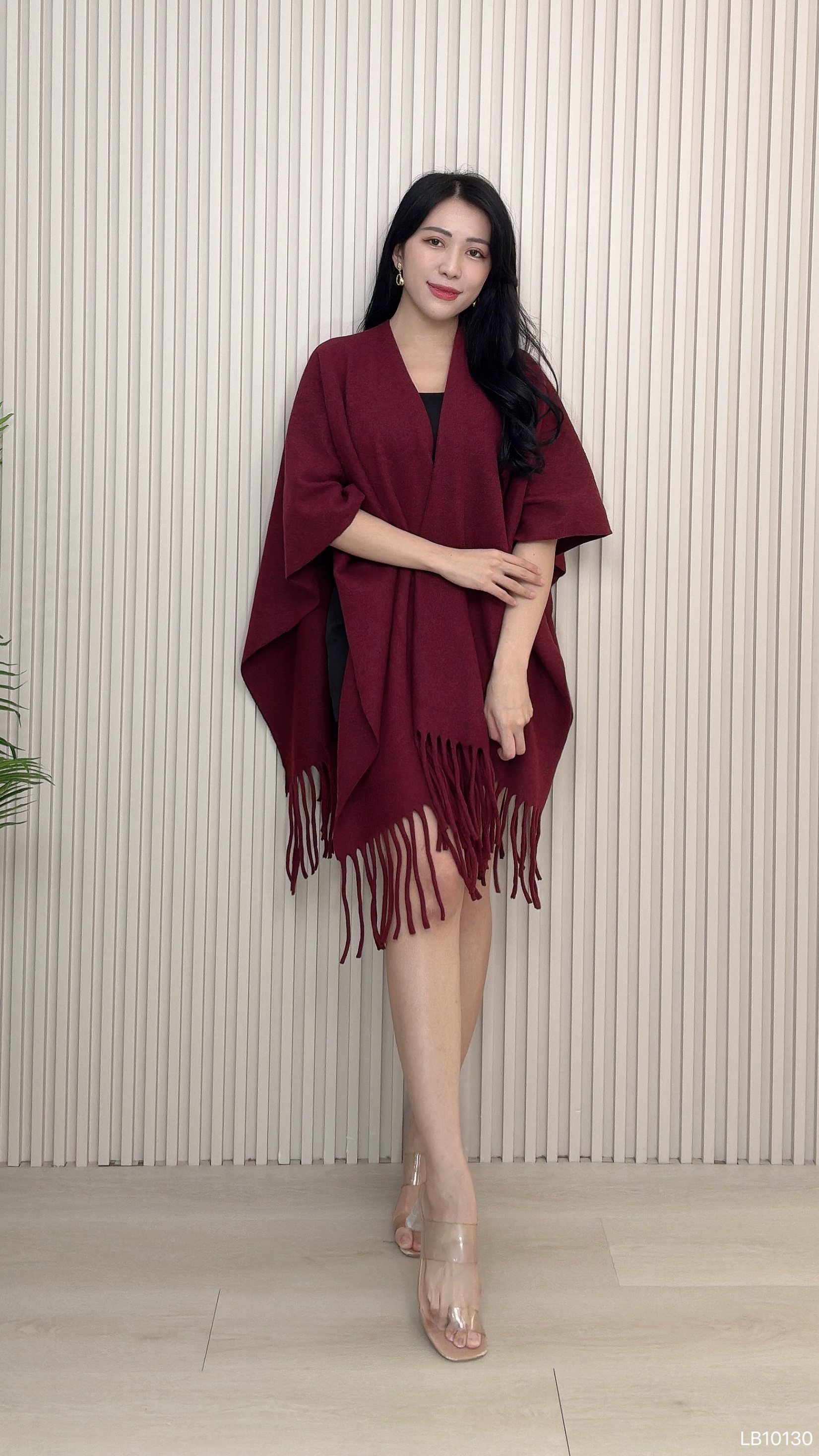 慵懒风纯色流苏设计大披肩 (AC10130)