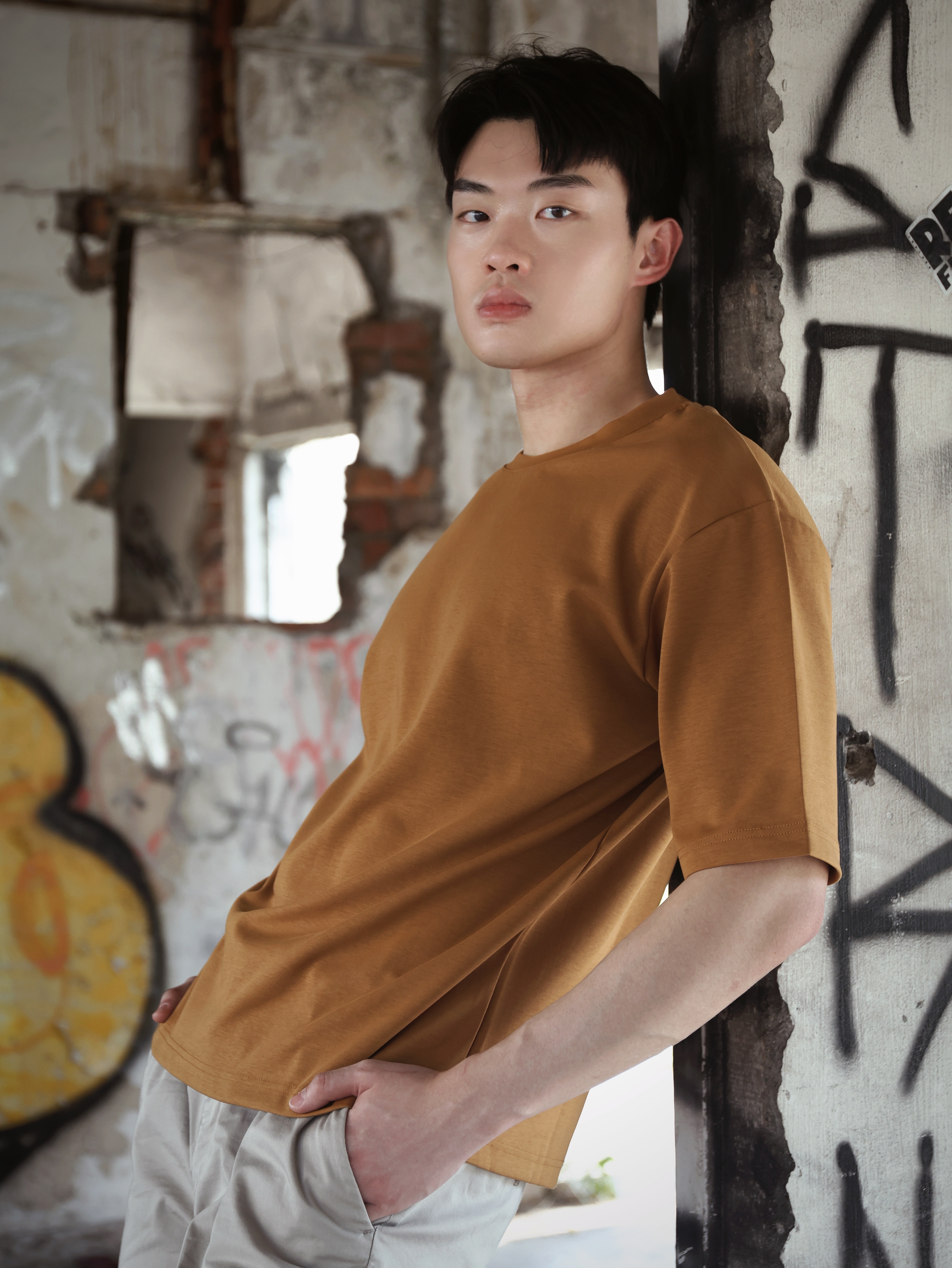 【STICKMEN】舒适圆领宽松OverSize上衣（SM100101 BROWN）