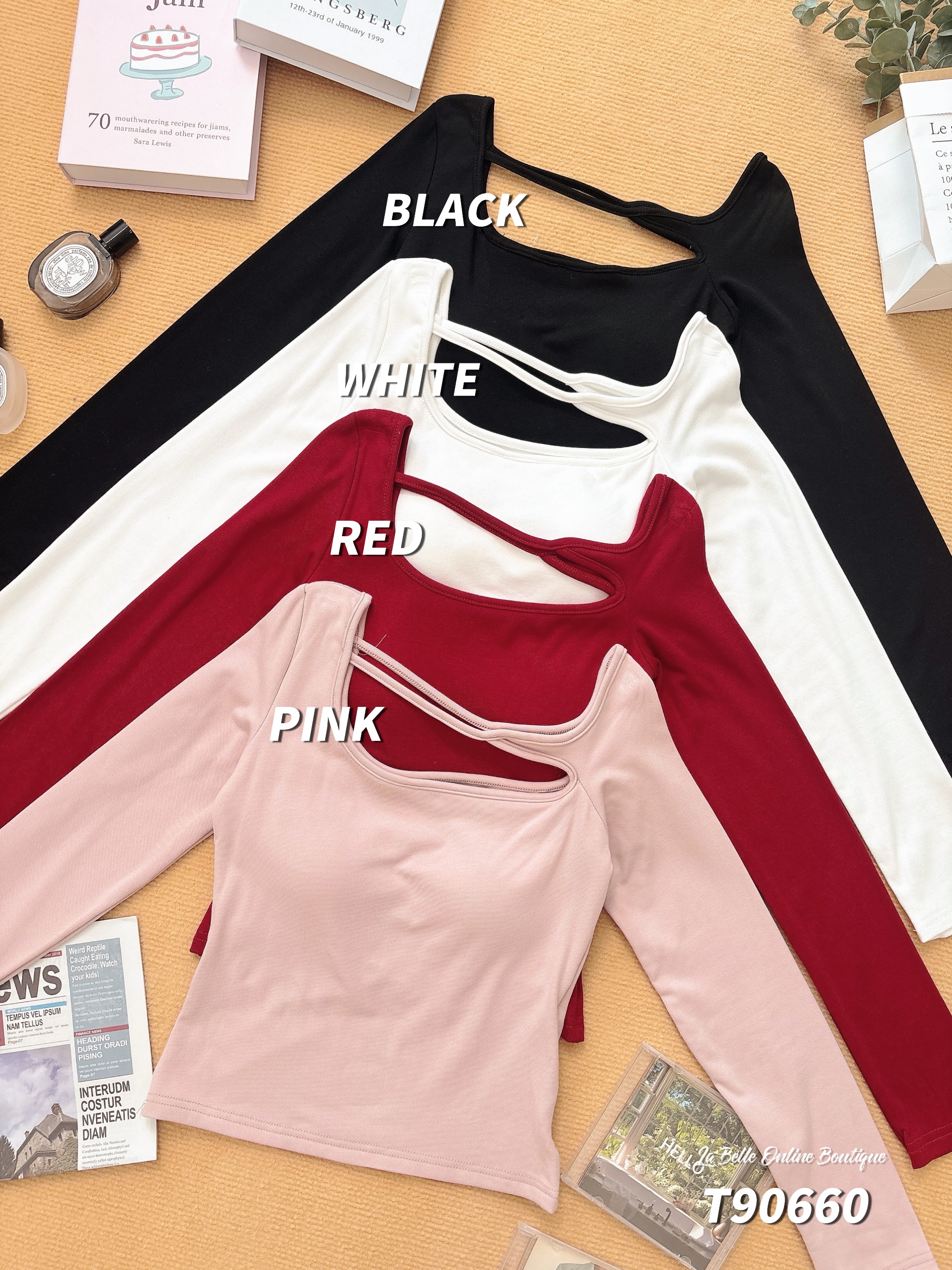 辣妹性感镂空设计长袖上衣 (T90660)