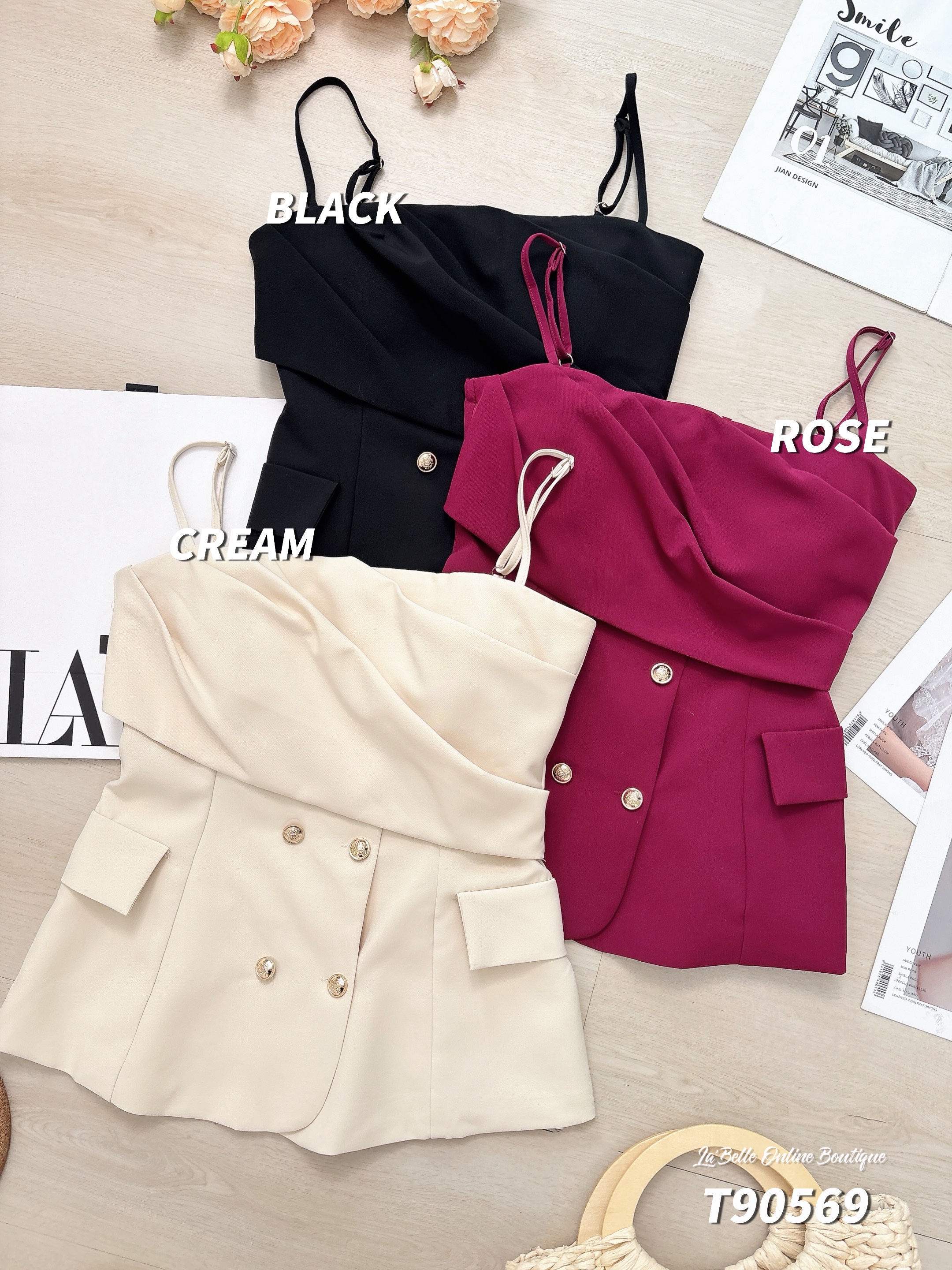 【LBP独家】高级感褶皱设计抹胸吊带上 (T90569)