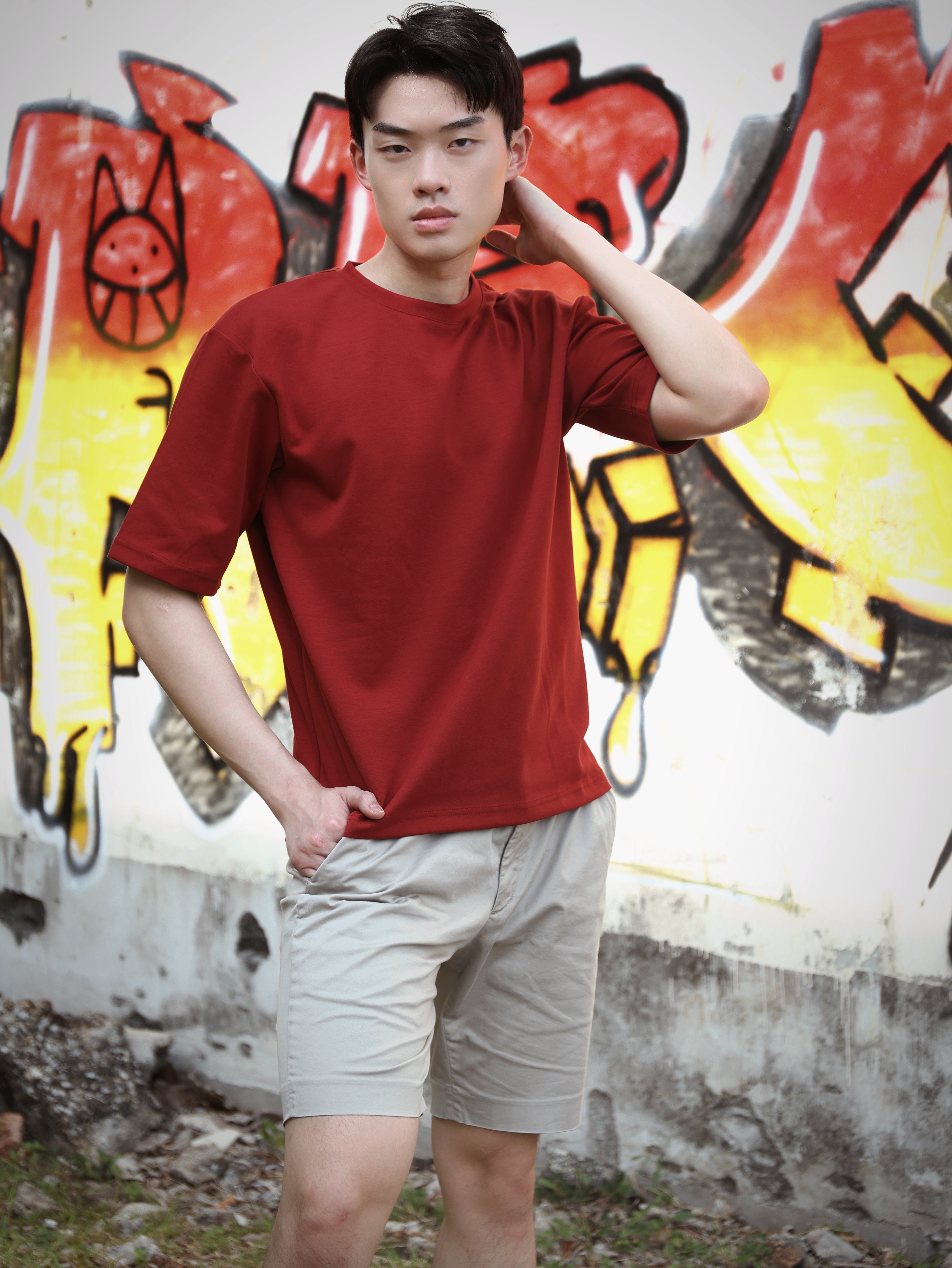 【STICKMEN】舒适圆领宽松OverSize上衣（SM100101 RED）