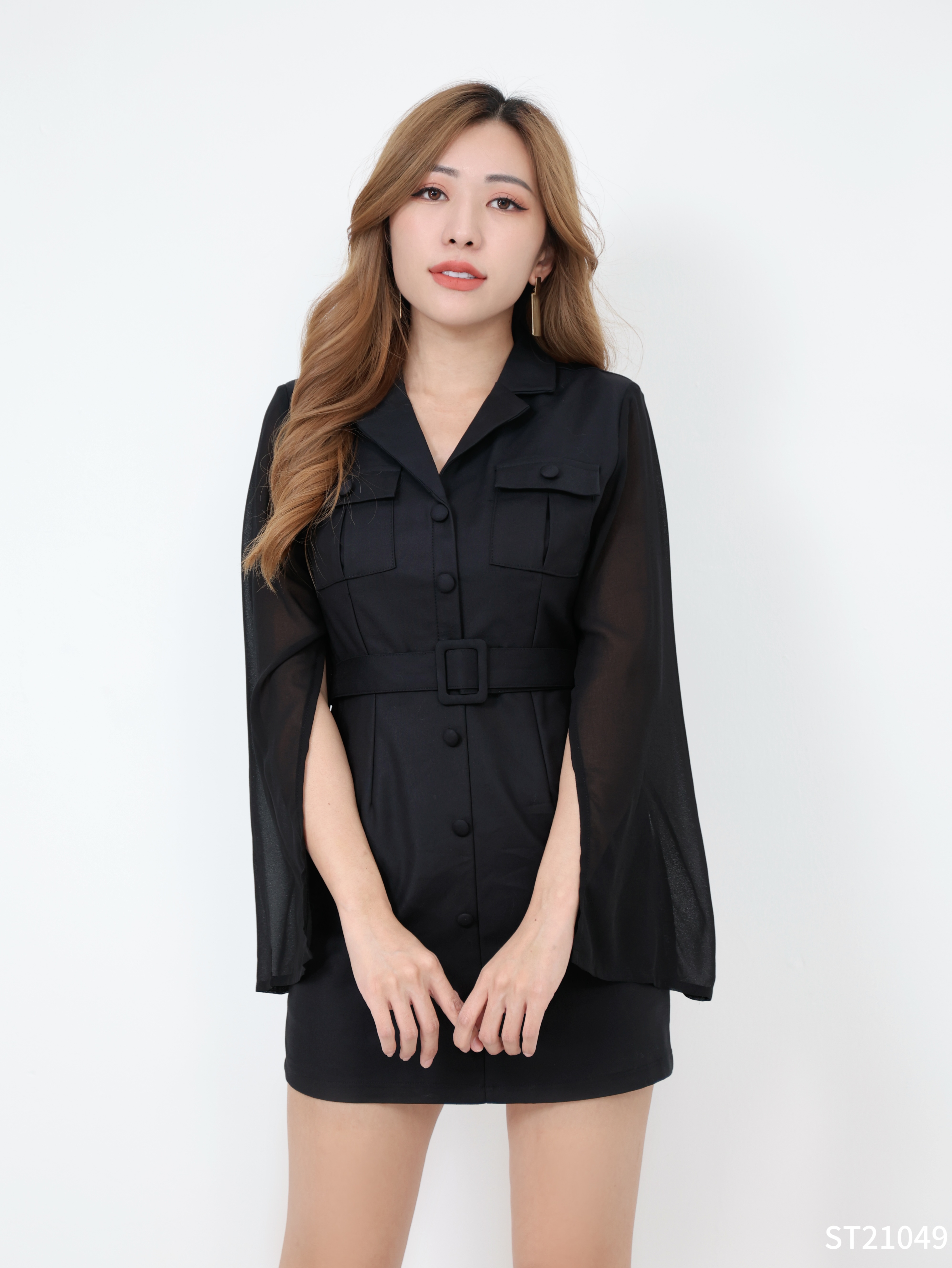 【LBP独家】主管风假纽扣连身裤裙 (ST21049) - 特价-La'Belle Fashion Boutique Sdn Bhd