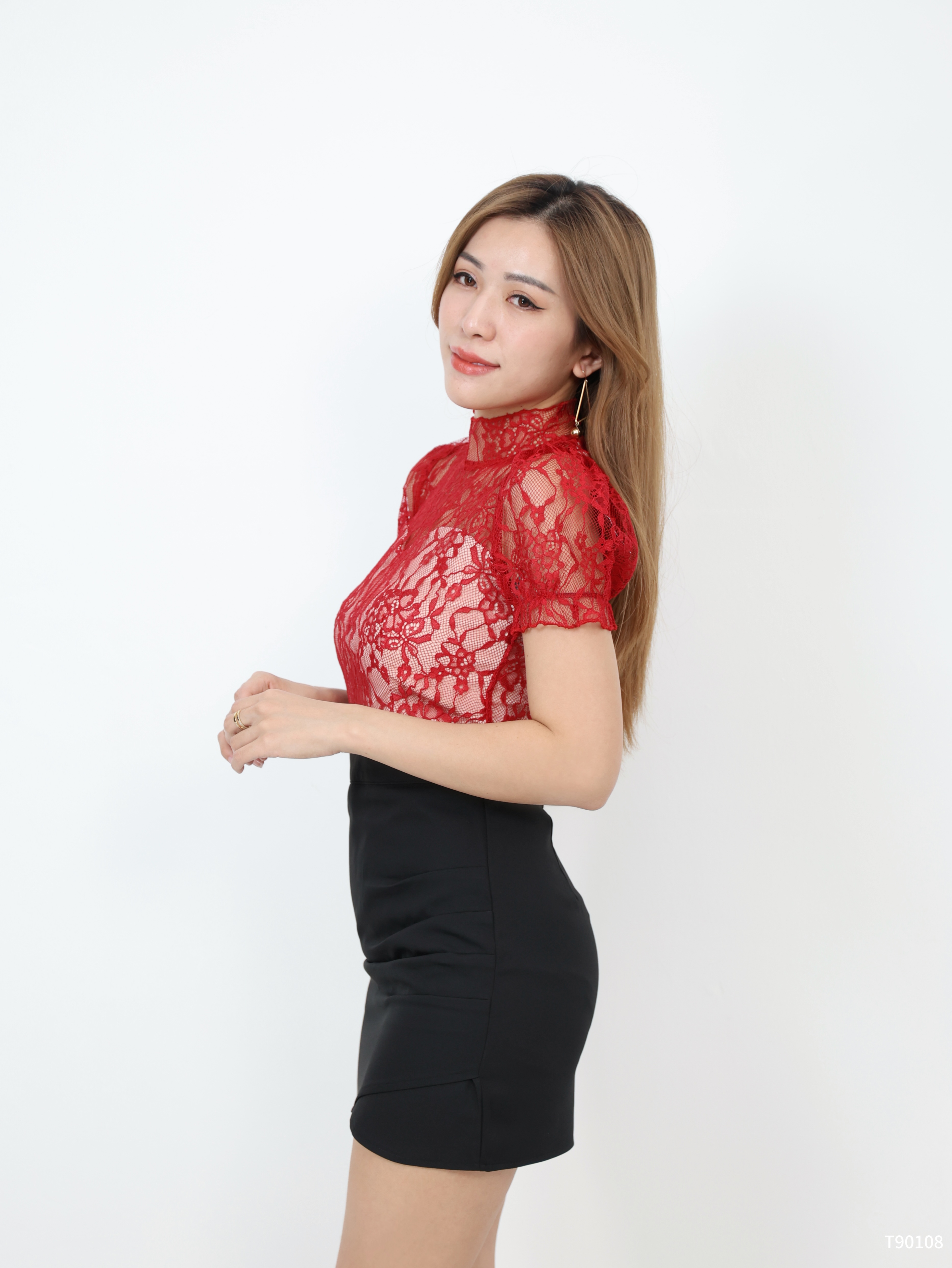 【LBP独家】时尚立领镂空蕾丝上衣 (T90108) - 特价-La'Belle Fashion Boutique Sdn Bhd