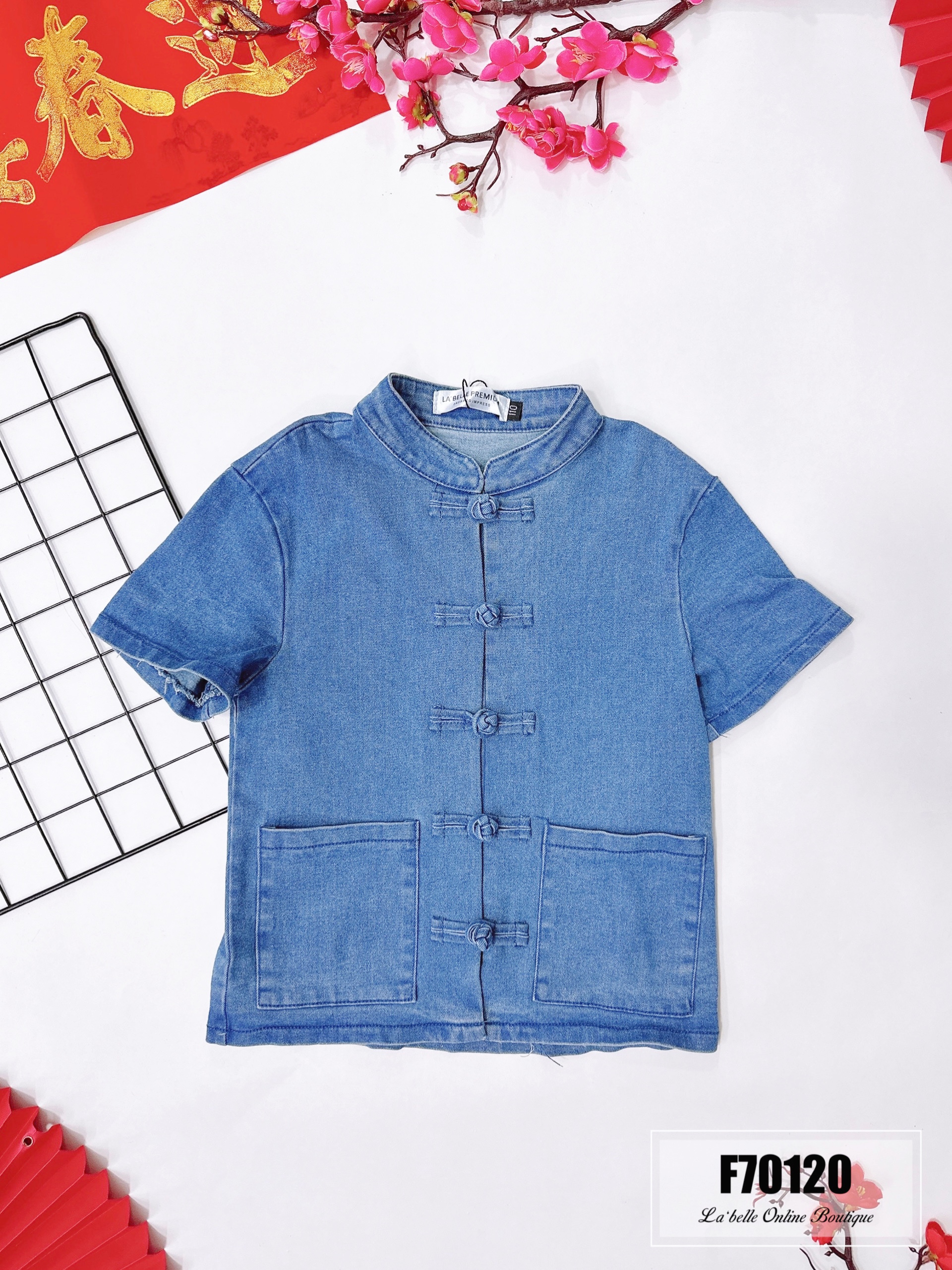 【LBP亲子系列】可爱时尚双口袋改良版唐装上衣【儿子版】（F70120）