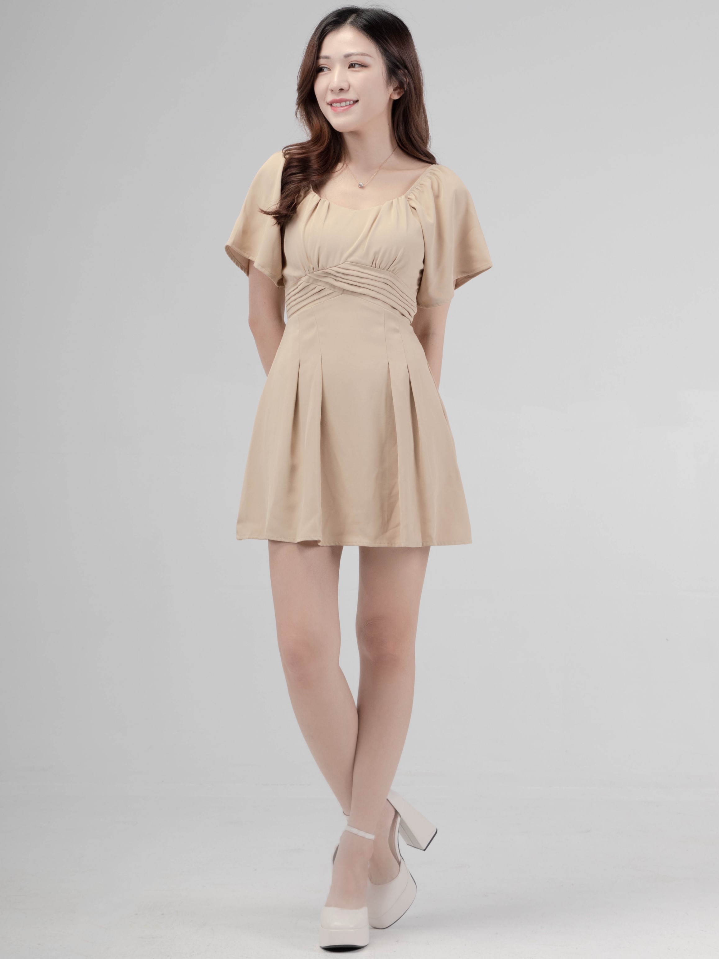 【LBP独家】法式绝美百褶设计连身裤裙（ST20545）