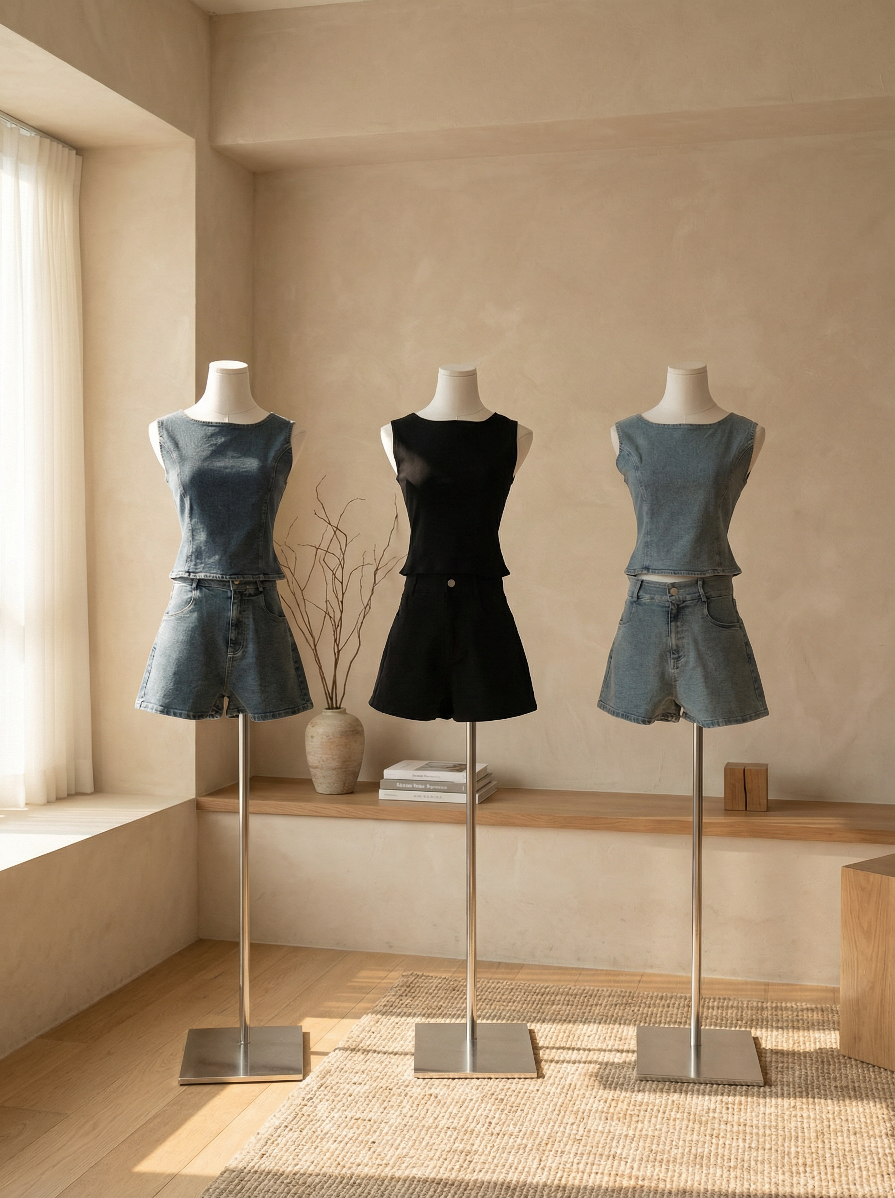 欧美复古牛仔两件套 (ST21613)