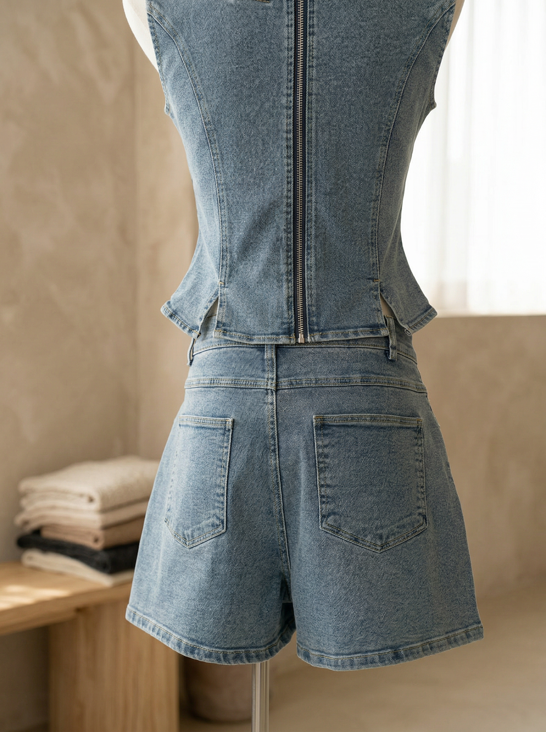 欧美复古牛仔两件套 (ST21613)