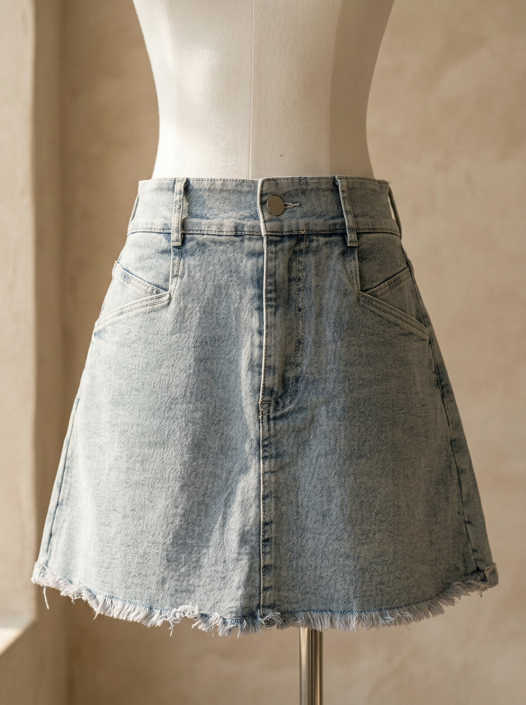 时尚须须毛边设计高腰牛仔裤裙 (LB2080)