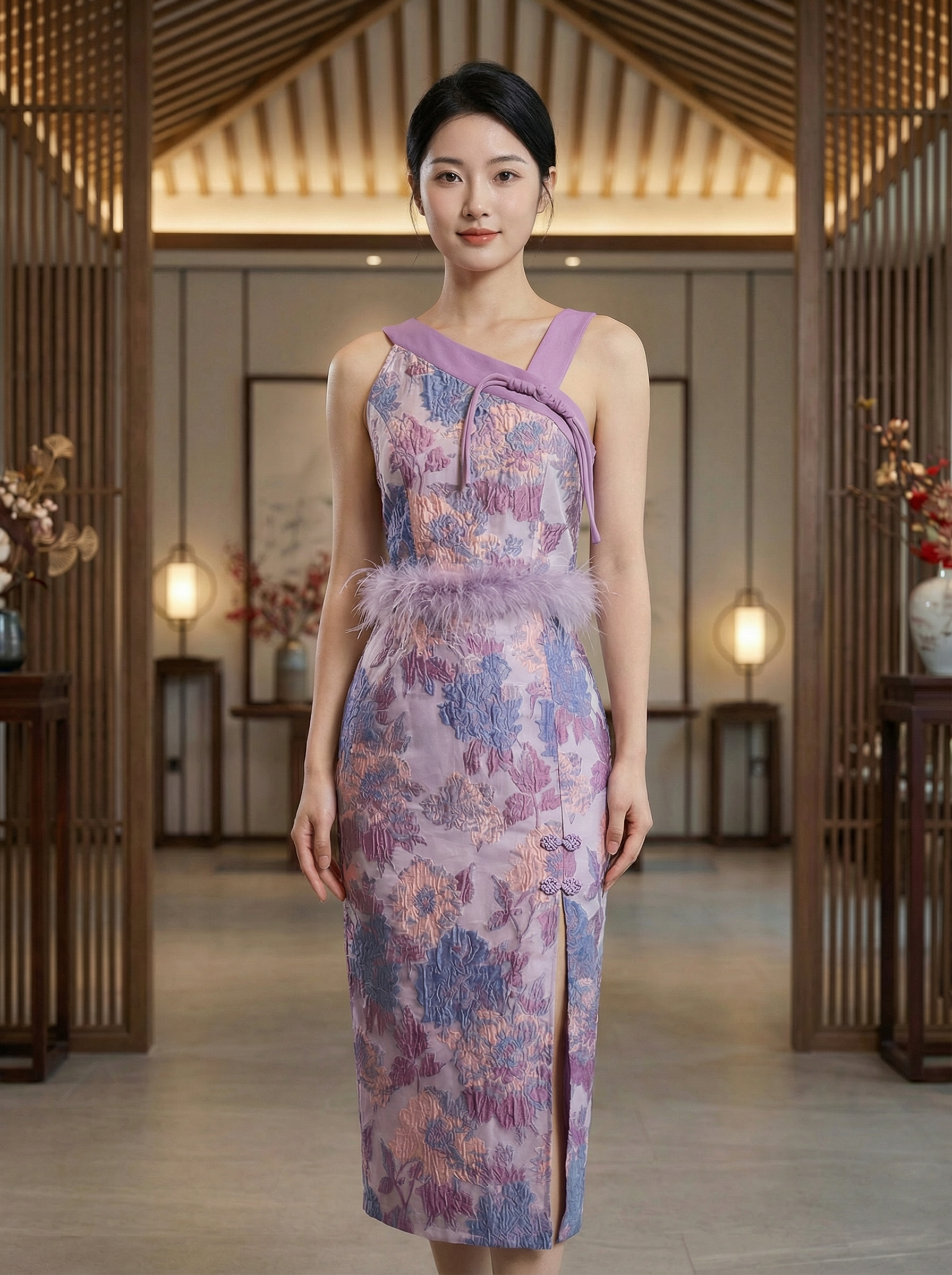 【春暖花开】【LBP 独家新年系列】高级感刺绣设计旗袍两件套 (ST21598)