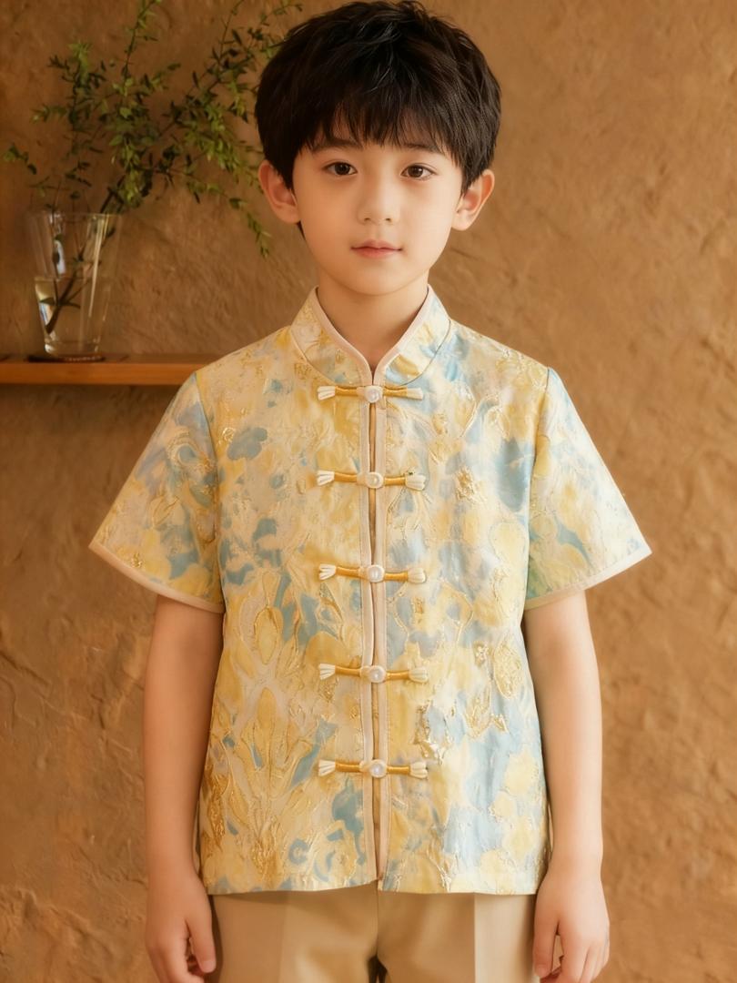 【阖家同庆】【男童上衣】【LBP独家亲子系列】高级感撞色提花设计唐装上衣 (F70145)