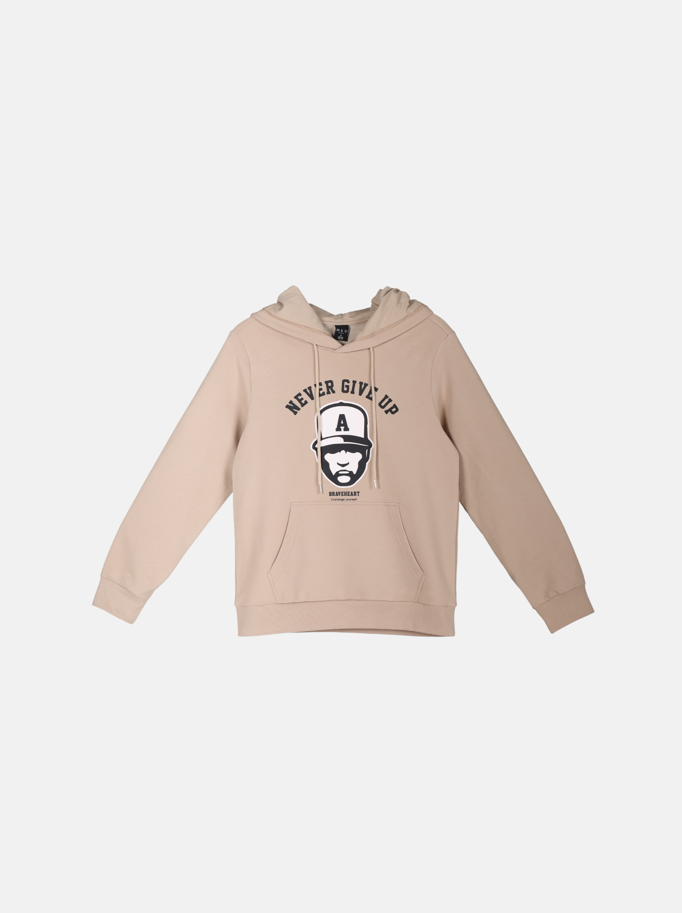 Solid Colour Pullover Hoodie with Front Print (YS30122)