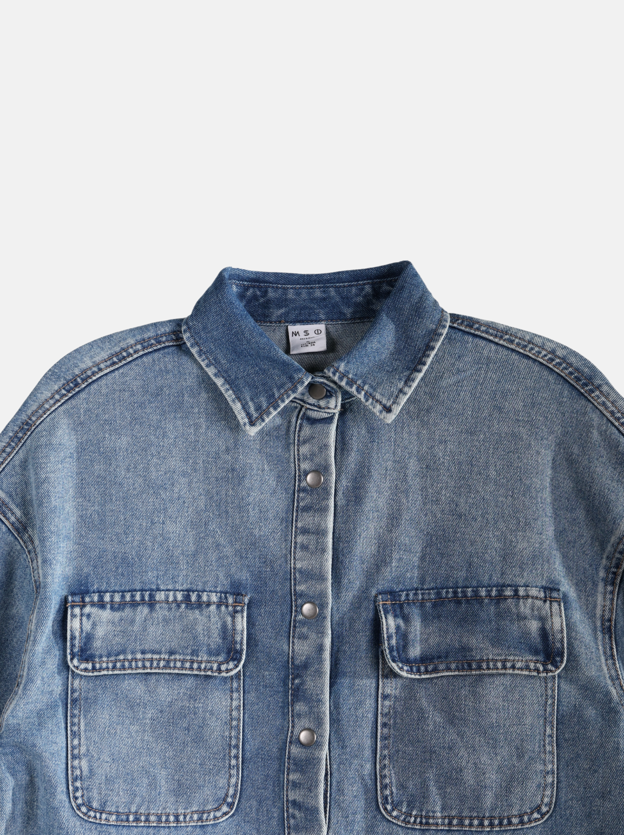 Retro Denim Jeans Top with Big Notes on Back (YS30134)