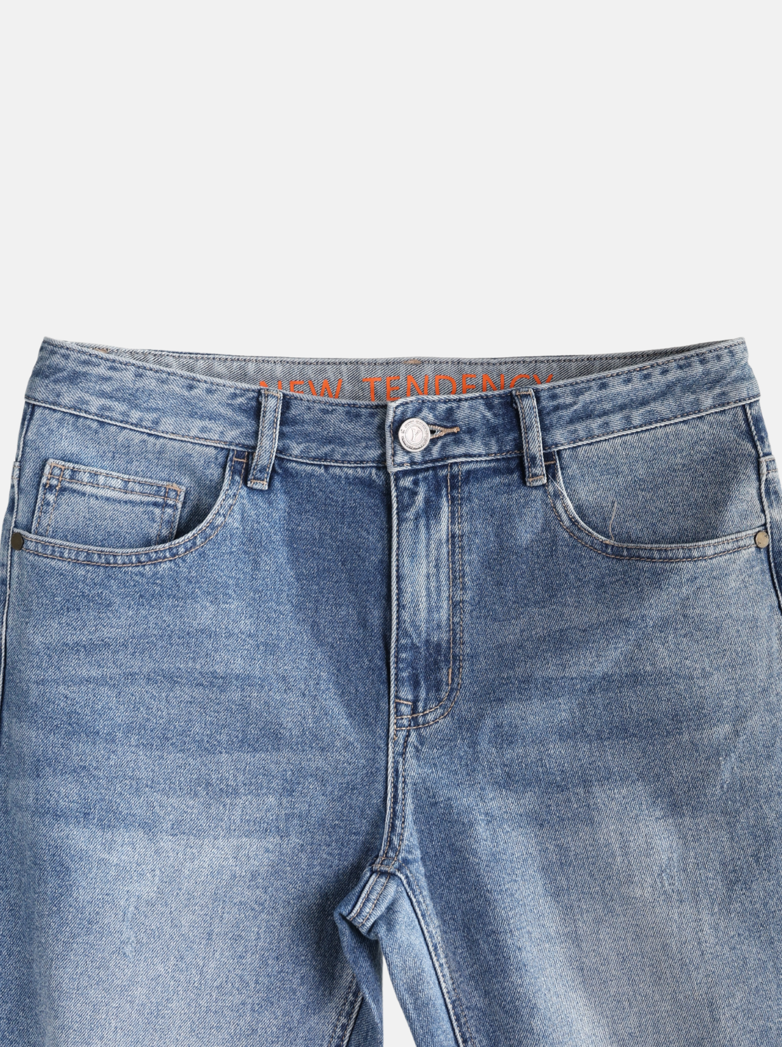 Straight Cut Men's Jeans with Distressed Ripper Design（YS30120）